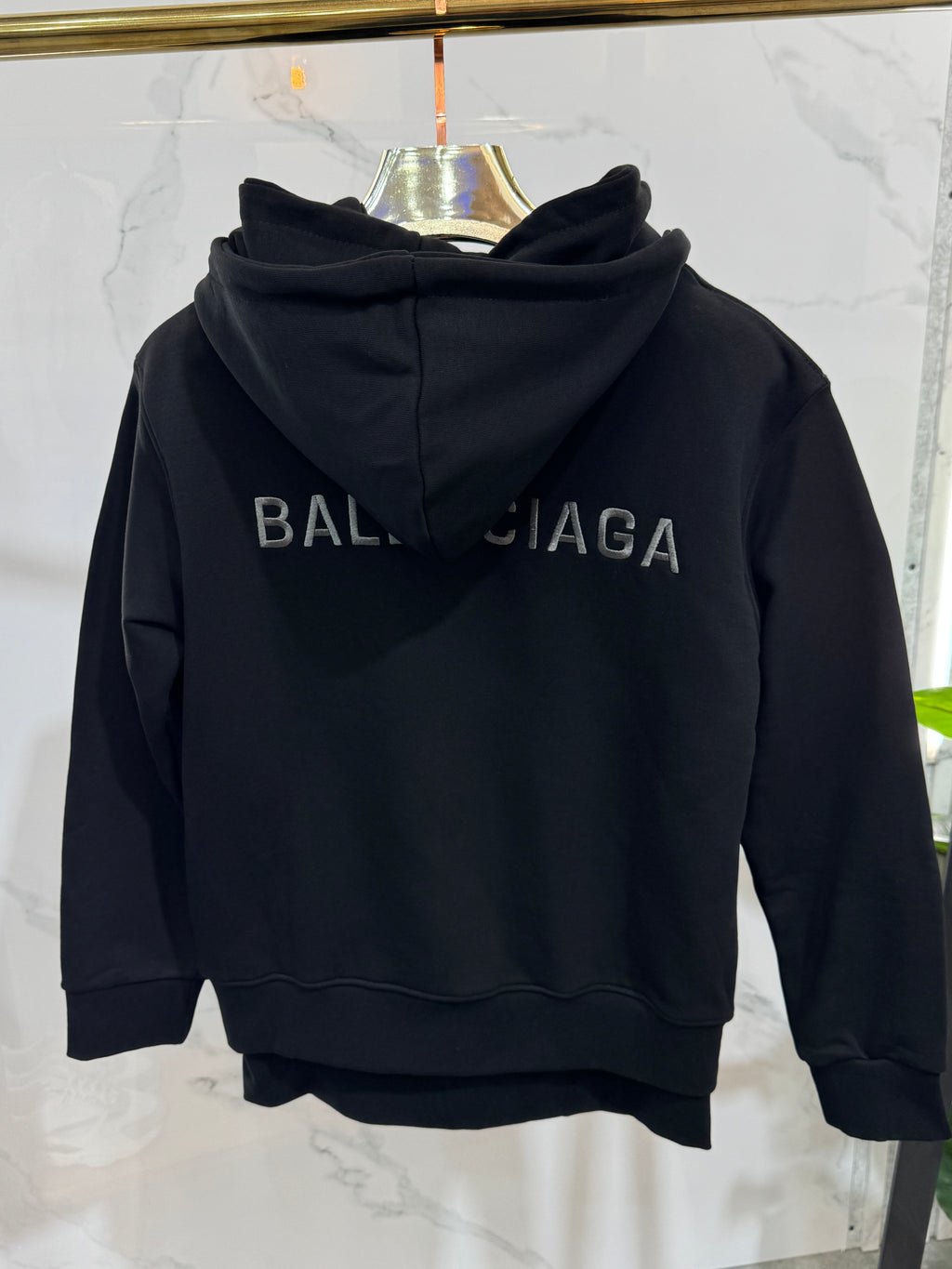 BALENCIAGA Political Campaign Double-Layered Zip-Up Hoodie – Black - NEW1937