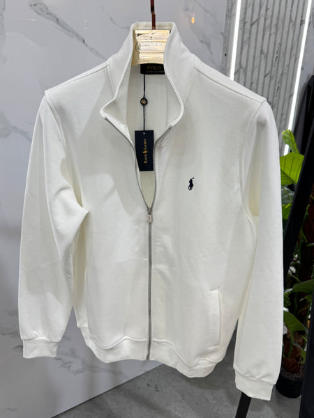 POLO RALPH LAUREN Full-Zip Sweatshirt / Cardigan – White / Black Logo - NEW1817