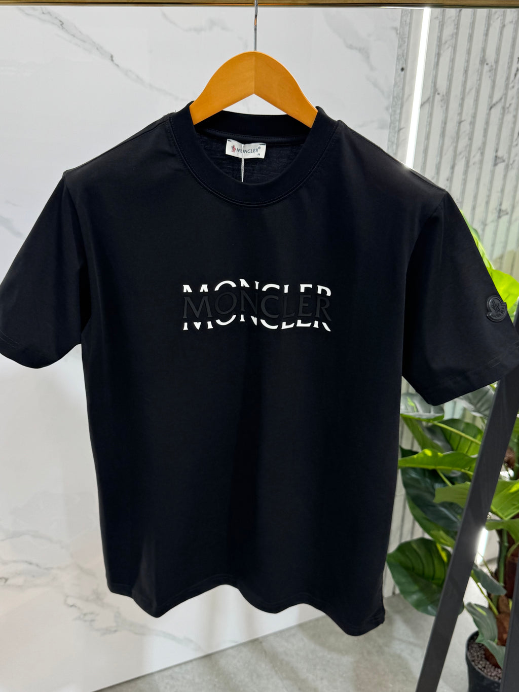 MONCLER Layered Logo Print T-Shirt – Black - NEW1910