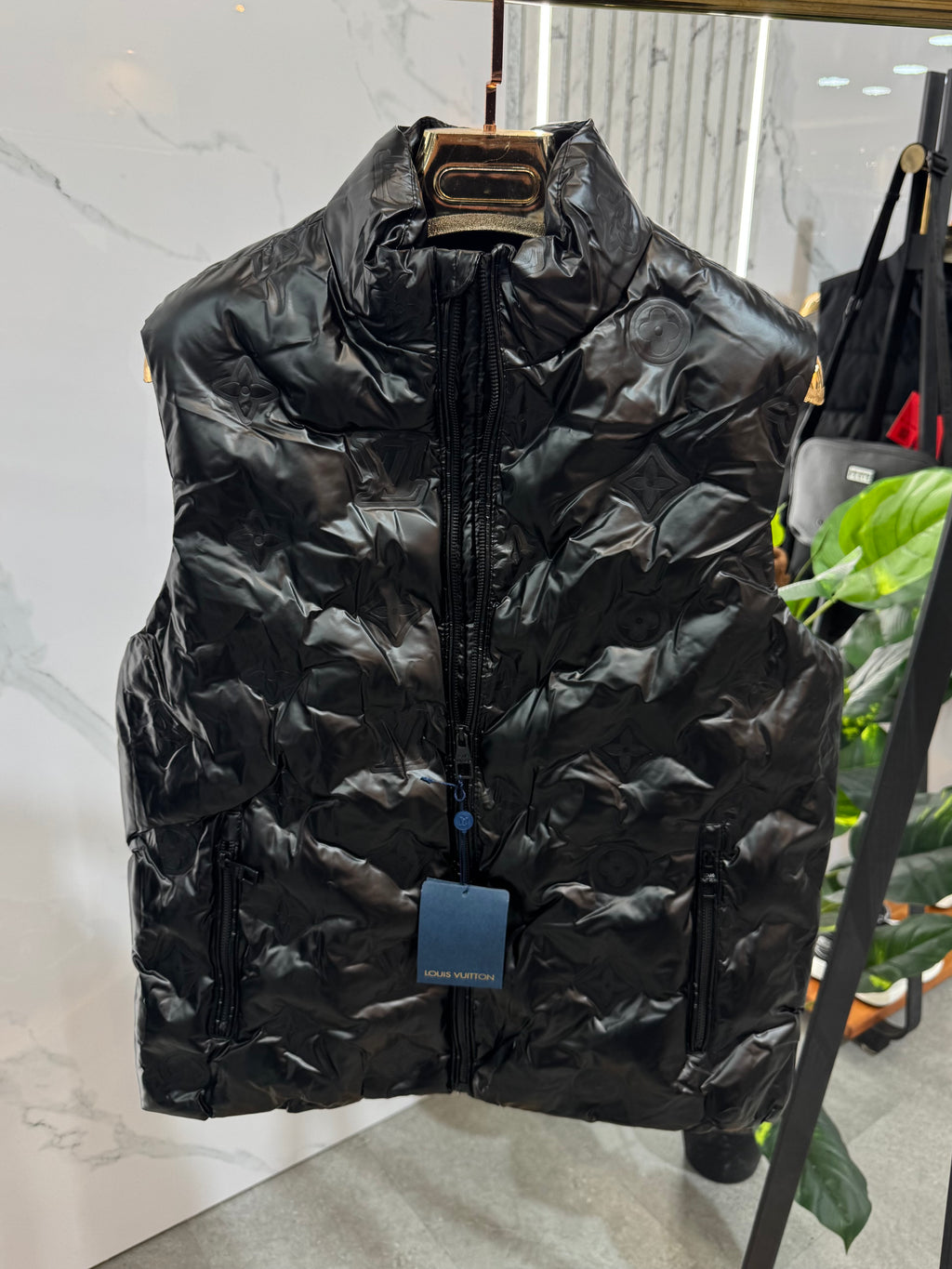 LOUIS VUITTON Monogram Embossed Down Vest – Black - NEW1895