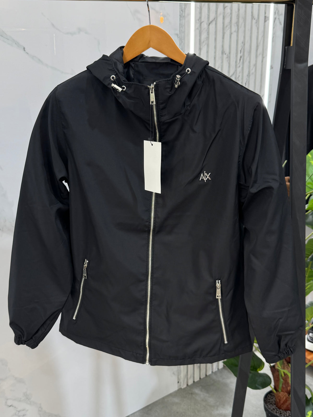 ARMANI EXCHANGE Hooded Windbreaker Jacket – Black - NEW1855
