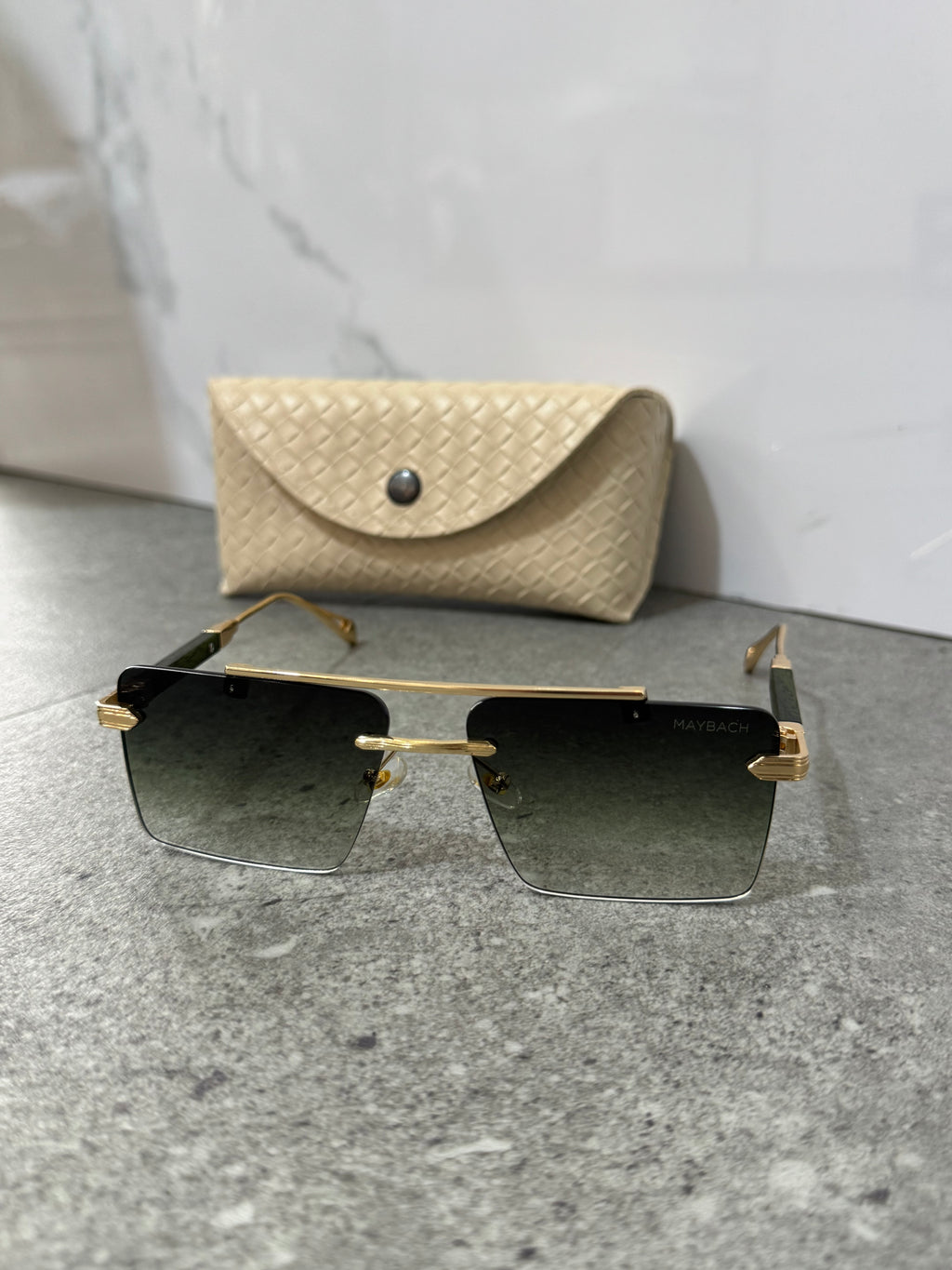MAYBACH Double Bridge Rimless Sunglasses – Gold / Gradient Grey - NEW1903