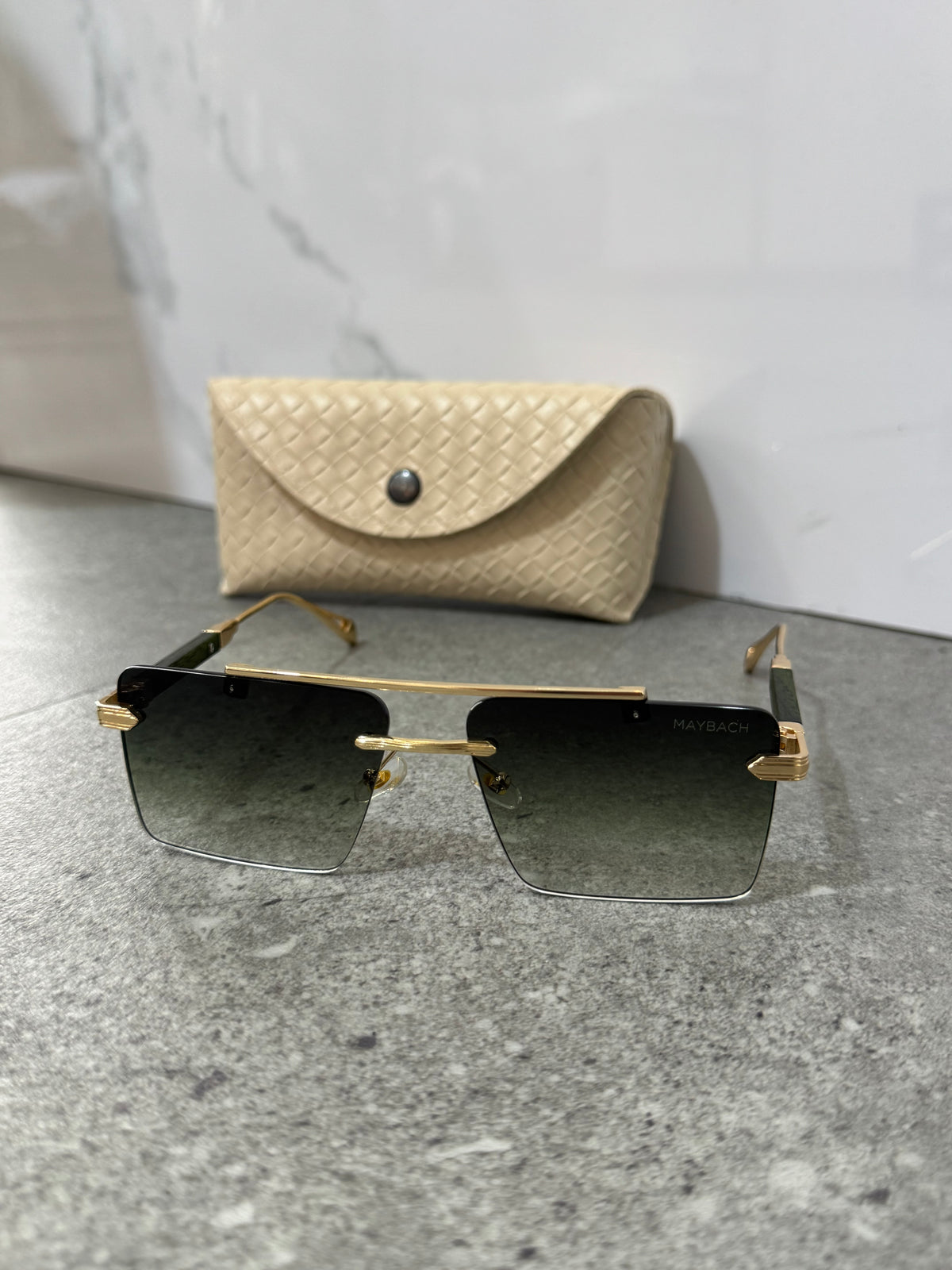 MAYBACH Double Bridge Rimless Sunglasses – Gold / Gradient Grey - NEW1903