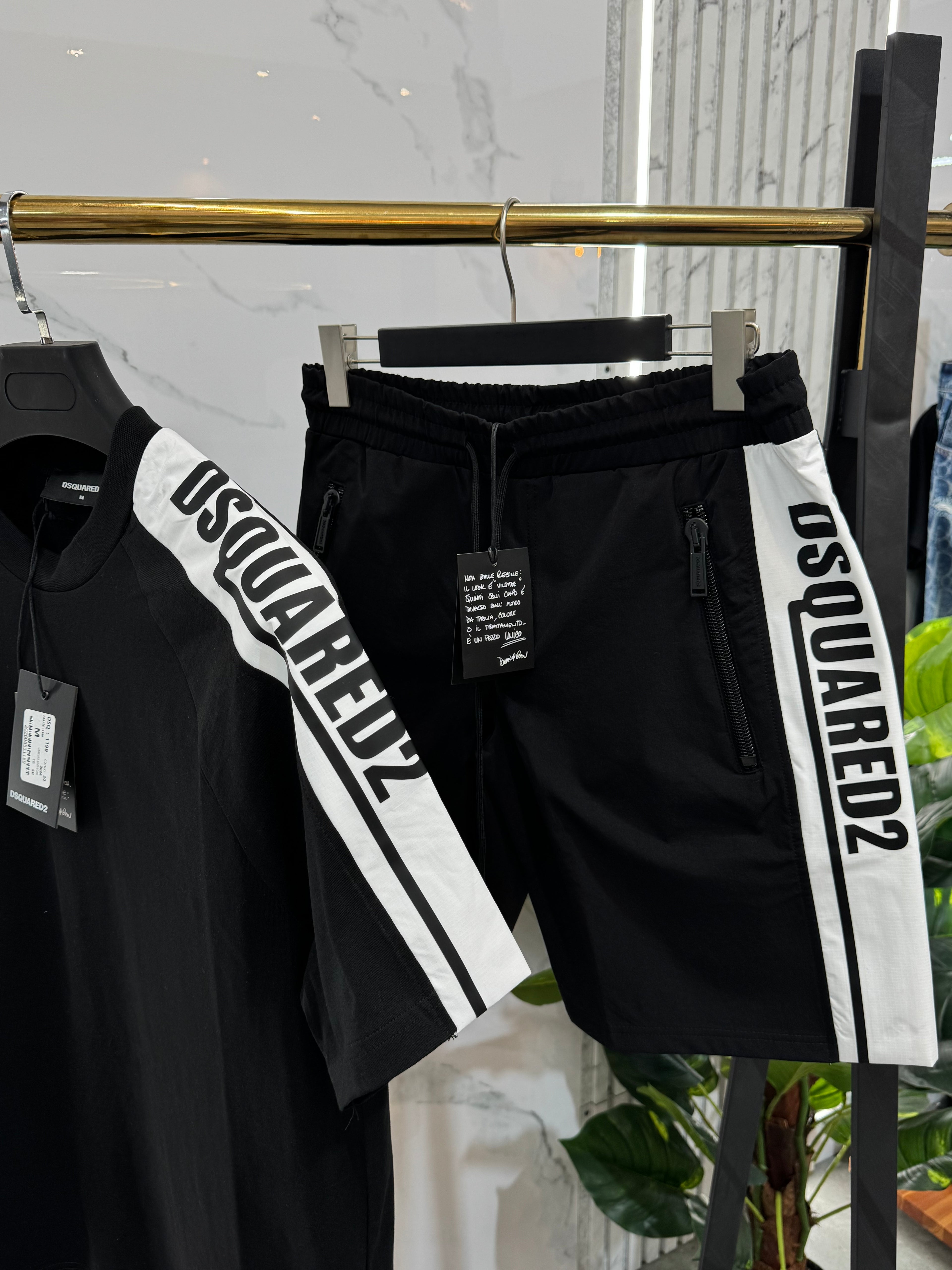 DSQUARED2 Logo Tape Tracksuit Set – Black/White - NEW1769