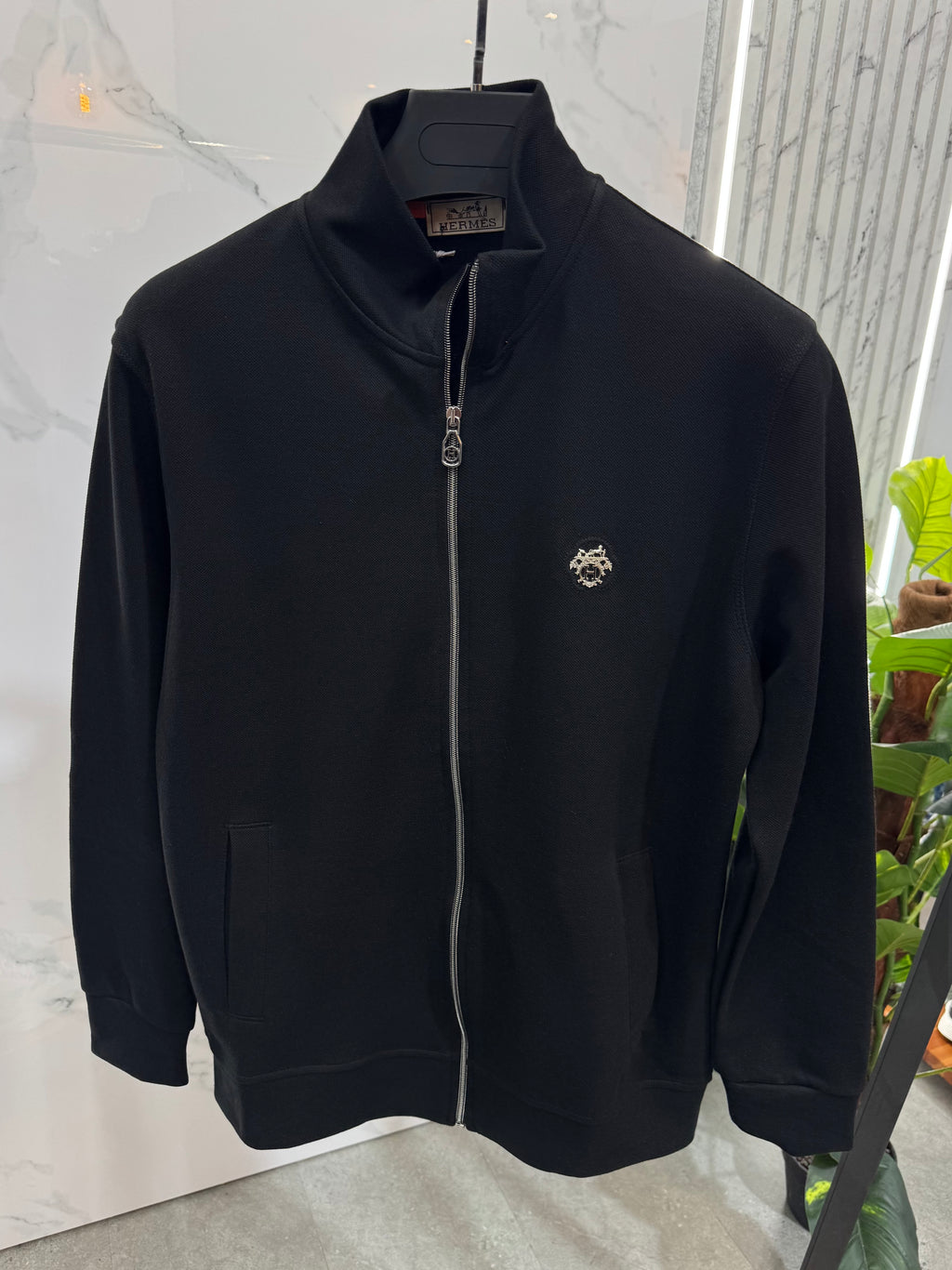 HERMÈS Zip-Up Sweatshirt Jacket – Black - NEW1866