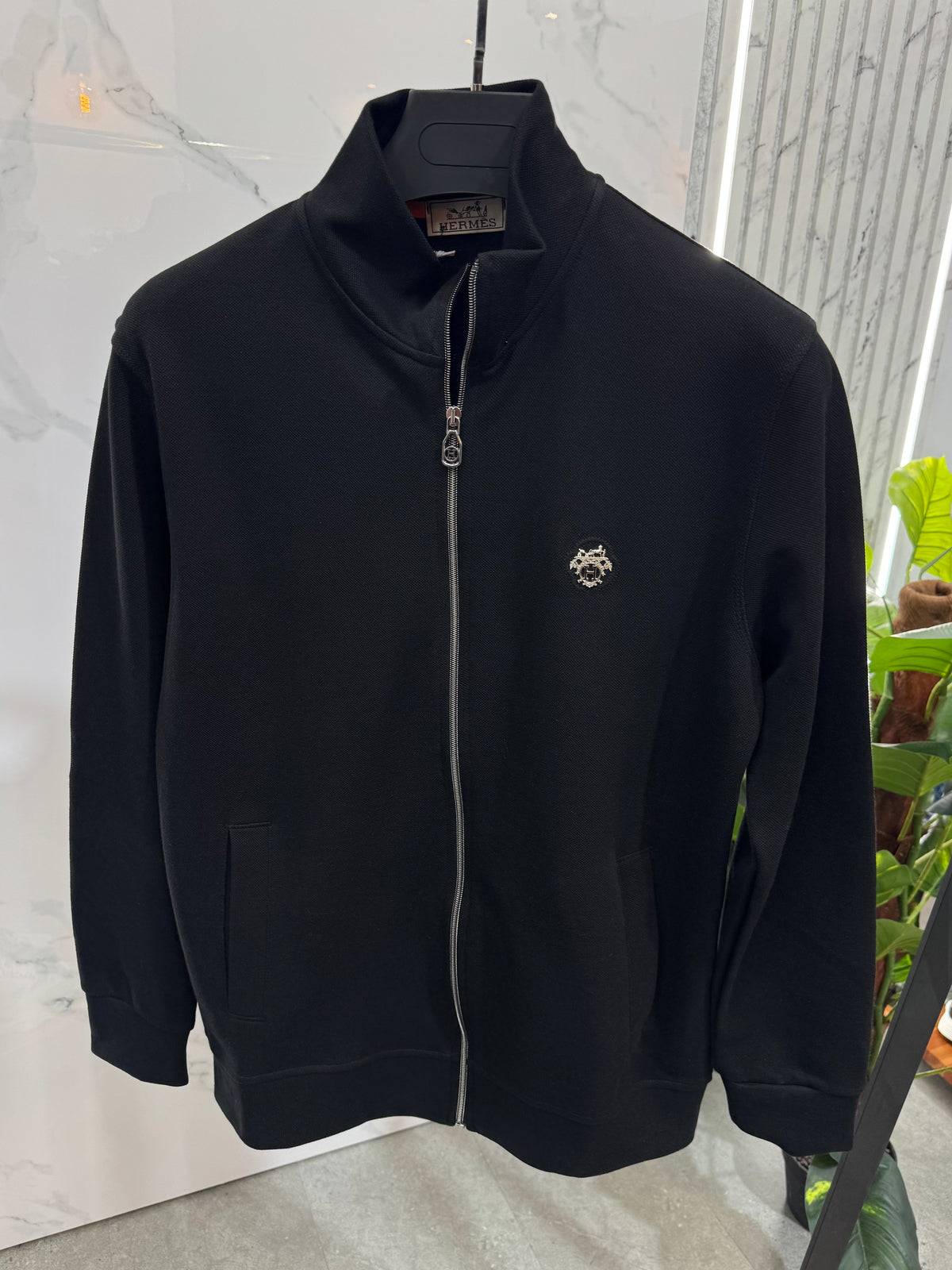 HERMÈS Zip-Up Sweatshirt Jacket – Black - NEW1866