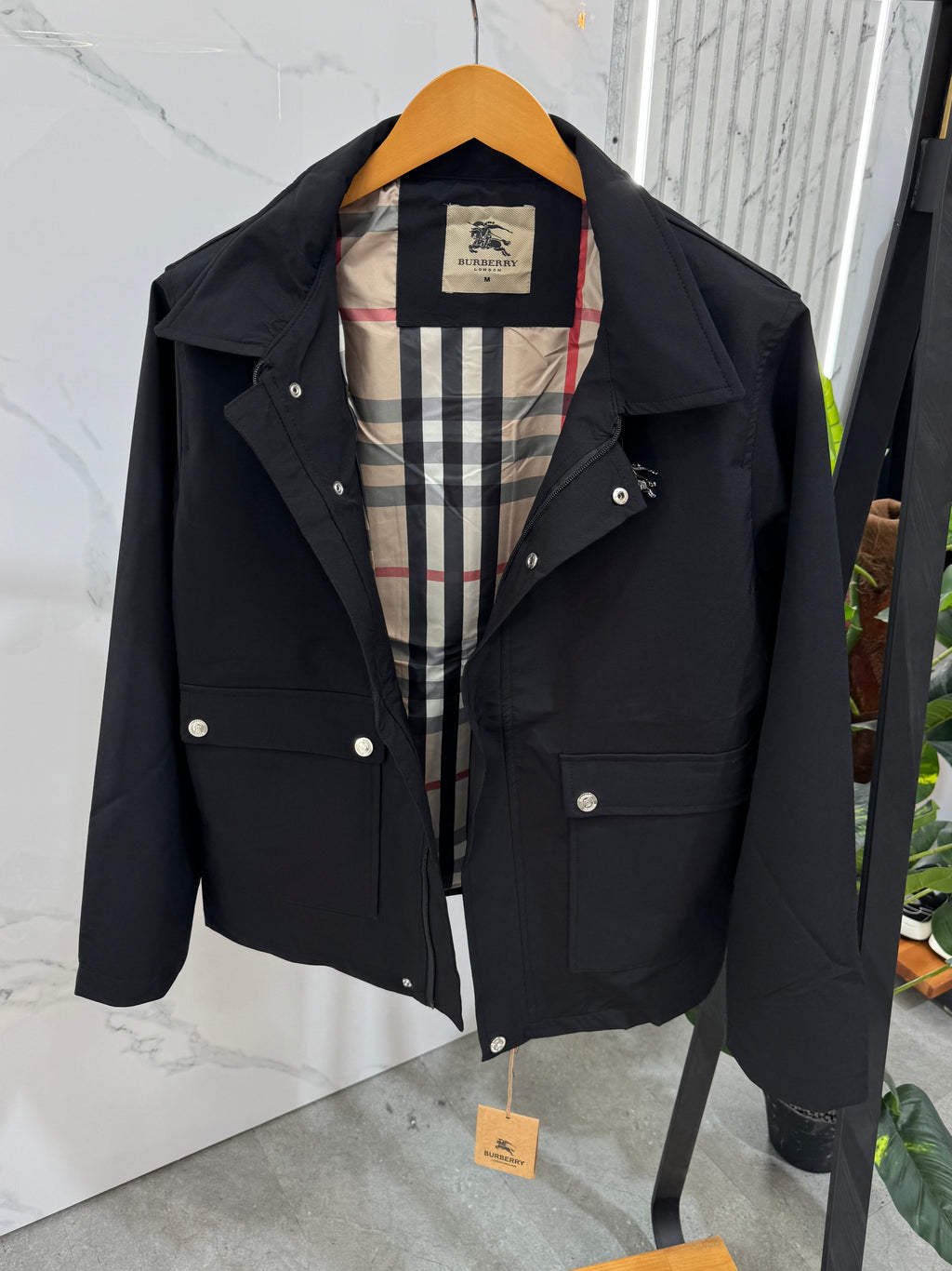 BURBERRY Check-Lined Jacket – Black - NEW1857