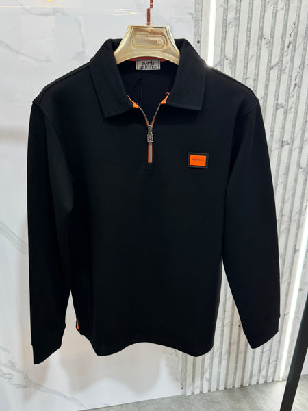 HERMÈS Half-Zip Polo Collar Knitwear – Black - NEW1227