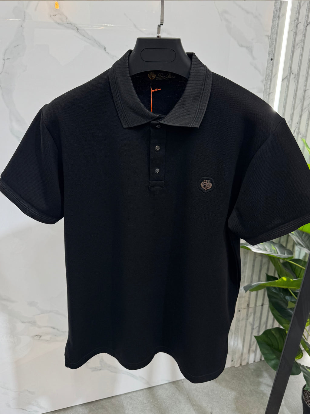 LORO PIANA Crest Embroidered Short-Sleeve Polo Shirt – Black - NEW1967