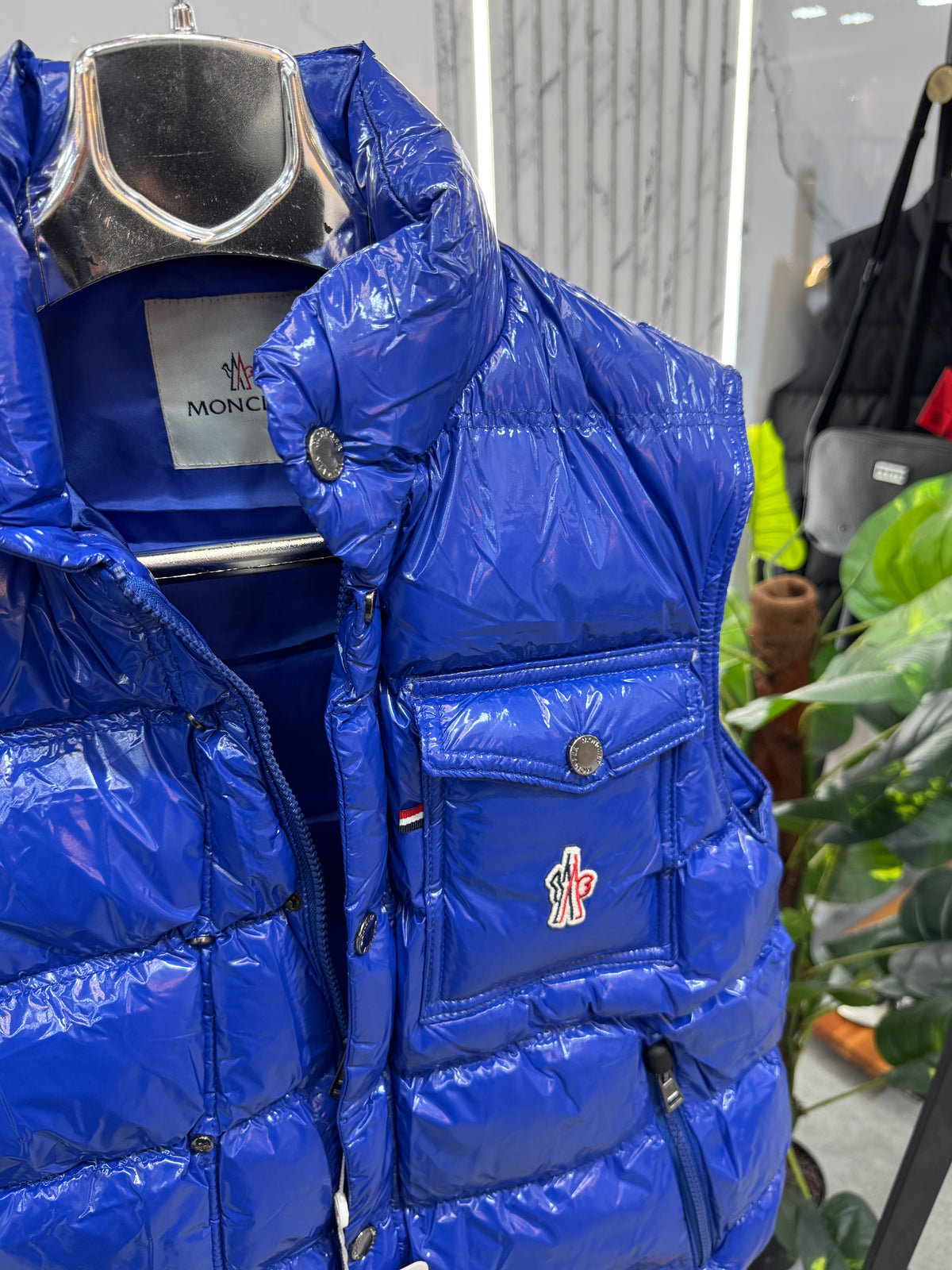 MONCLER Glossy Down Vest – Royal Blue - NEW1892