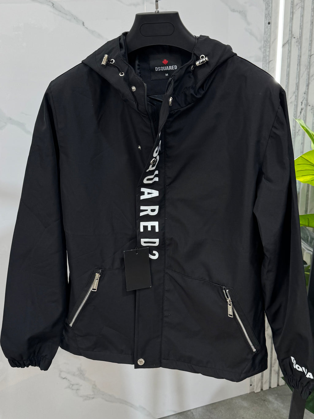 DSQUARED2 Hooded Windbreaker Jacket – Black - NEW1854