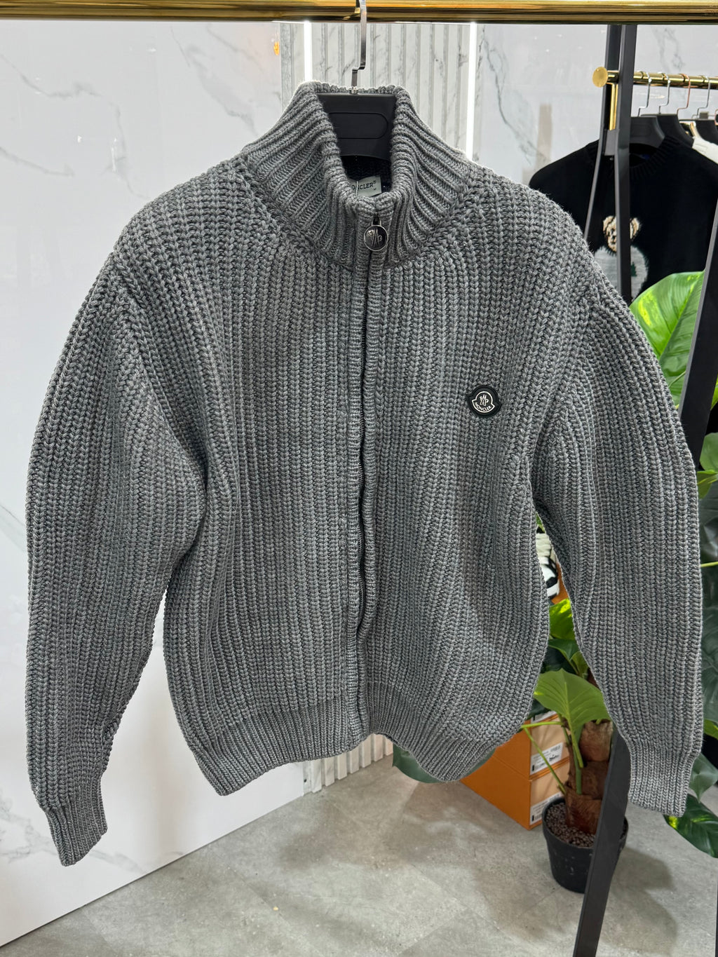 MONCLER Ribbed Full-Zip Knitwear Cardigan – Grey - NEW1464