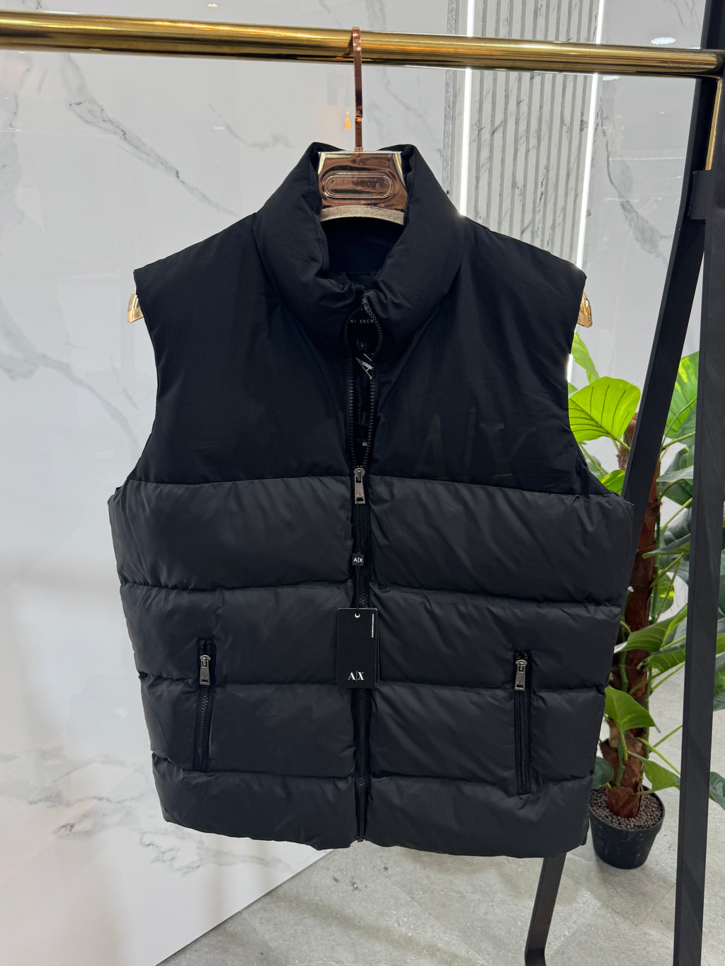 ARMANI EXCHANGE Padded Vest / Bodywarmer – Two-Tone Black / Grey - NEW1825