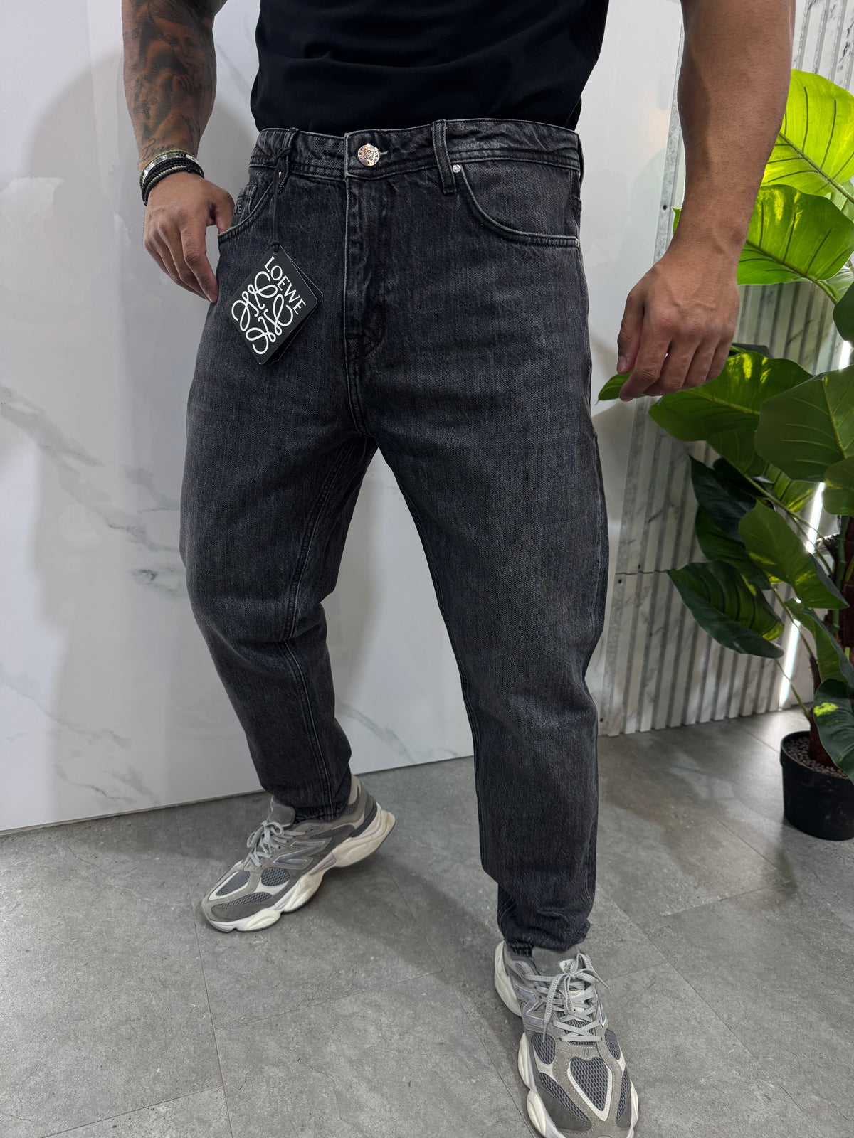 Loewe Anagram Leather Patch Denim – Washed Grey - NEW1891