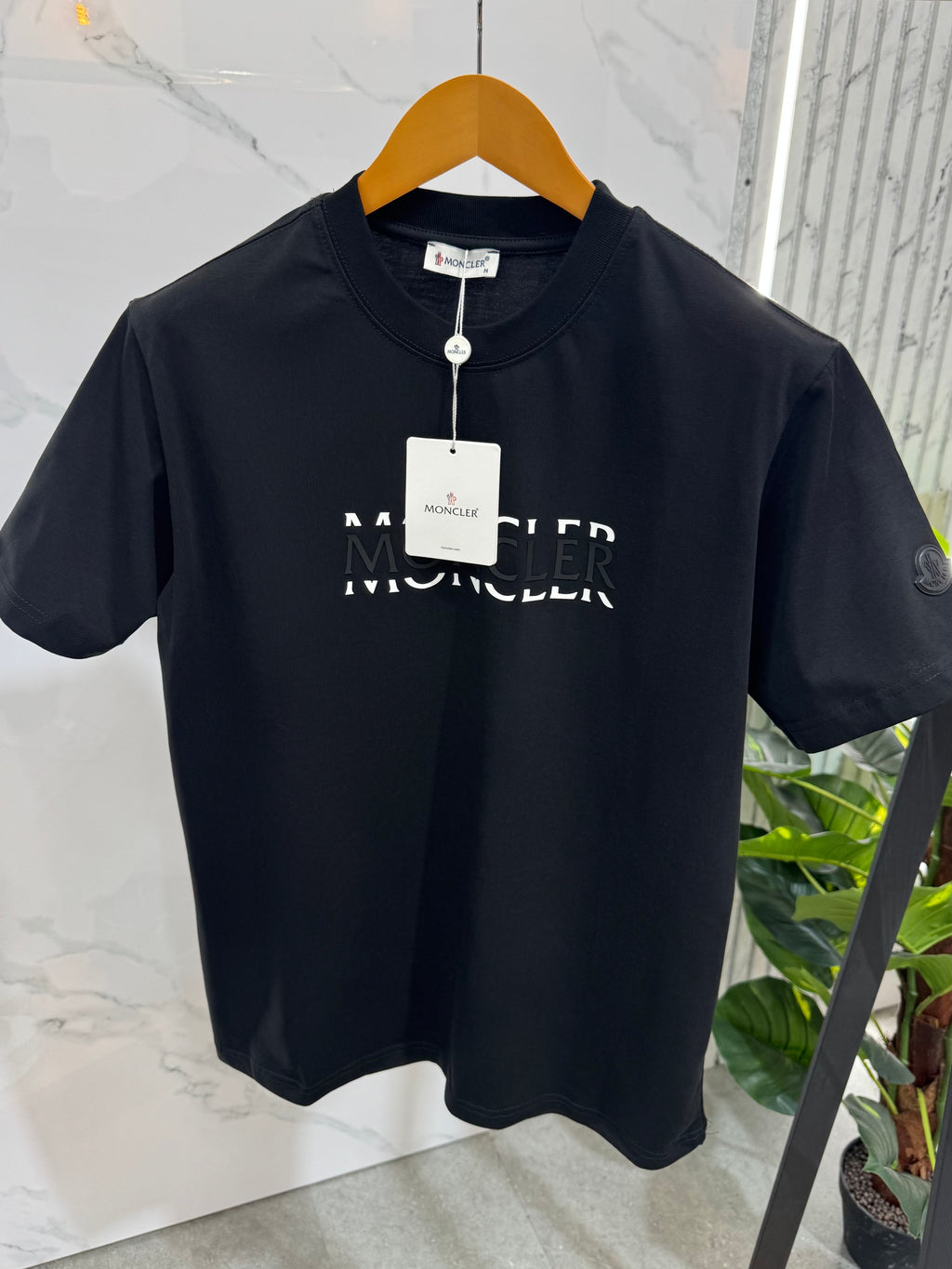 MONCLER Layered Logo Print T-Shirt – Black - NEW1910