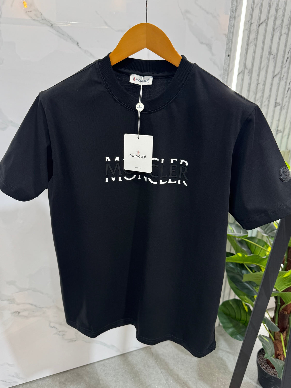 MONCLER Layered Logo Print T-Shirt – Black - NEW1910