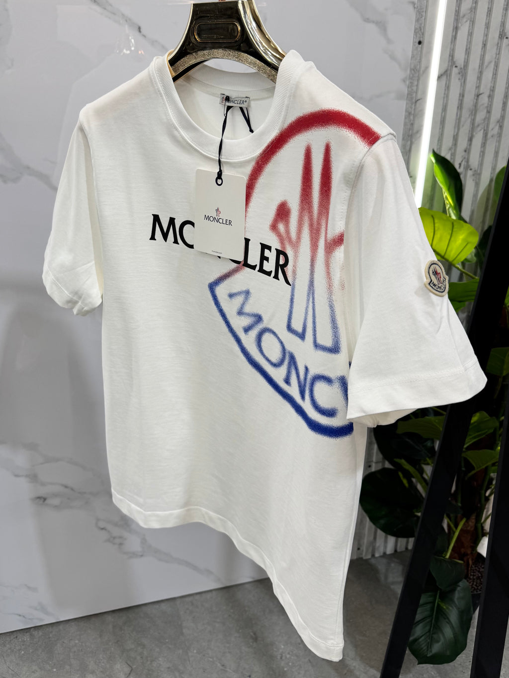 Moncler Spray Logo T-Shirt - White - NEW1633