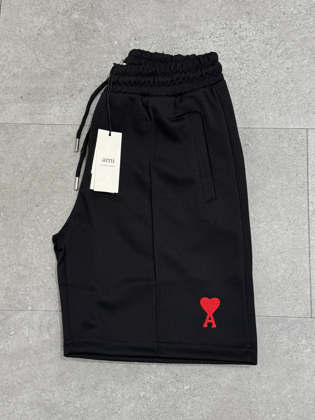 Ami Paris Ami de Coeur Black Jersey Shorts - NEW1653
