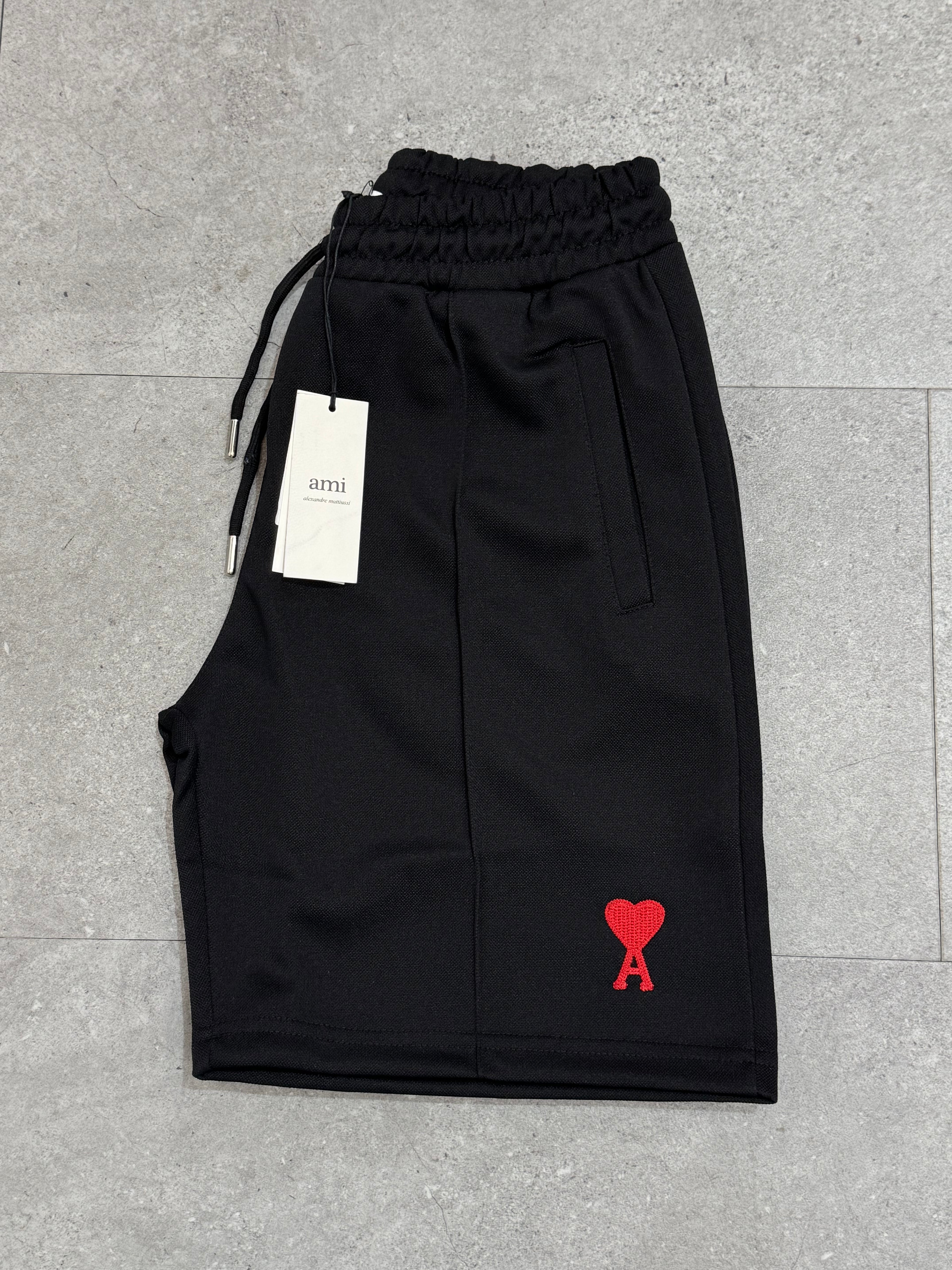 Ami Paris Ami de Coeur Black Jersey Shorts - NEW1653