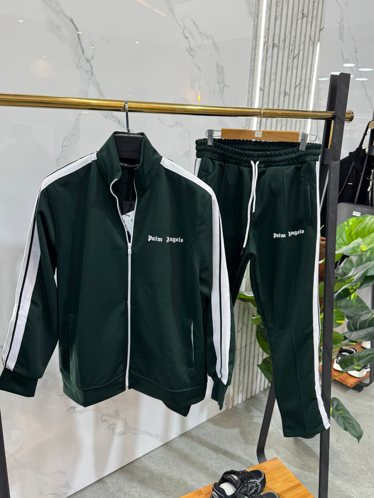 PALM ANGELS Classic Side-Stripe Tracksuit – Forest Green - NEW1940
