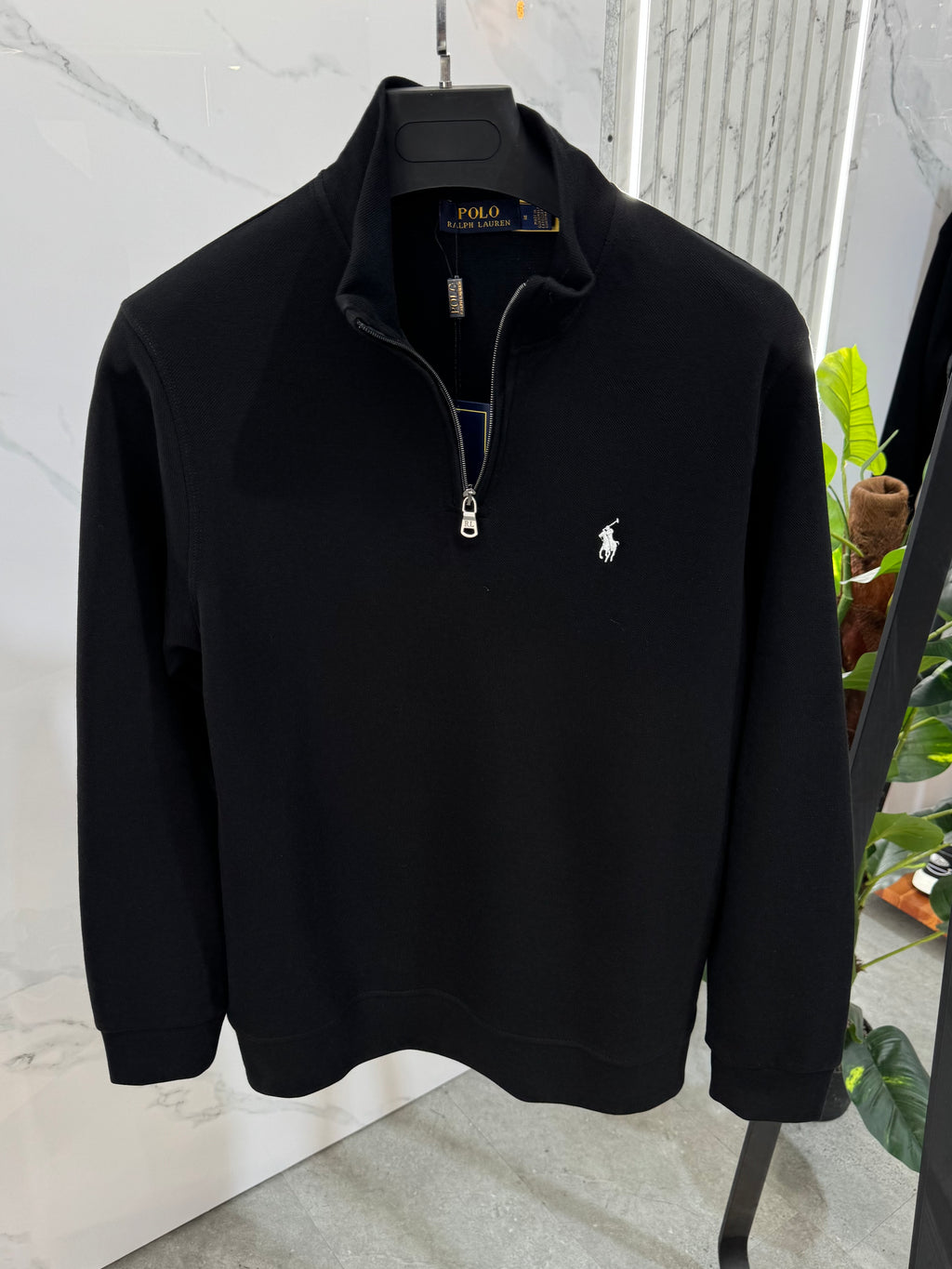 POLO RALPH LAUREN Half-Zip Fleece Sweatshirt – Black - NEW1978