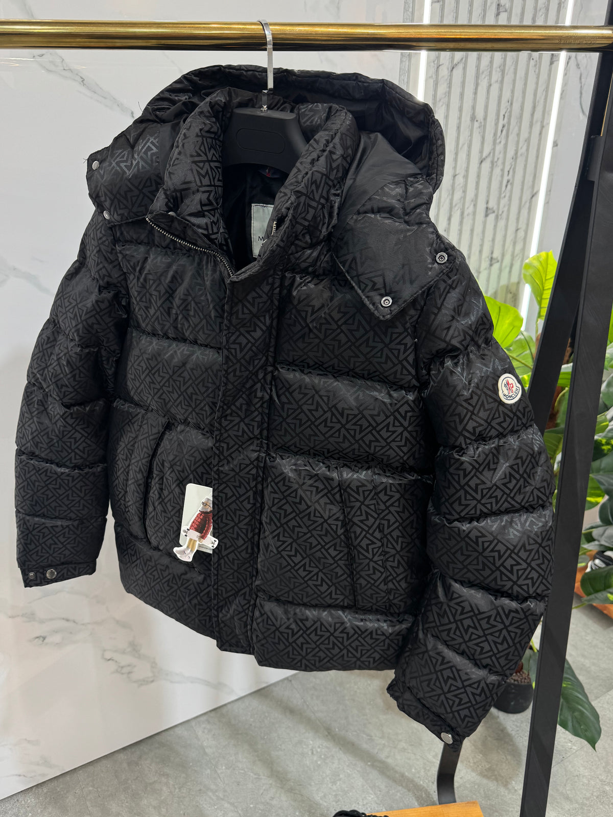 MONCLER All-Over Monogram Down Puffer Jacket – Black - NEW1986