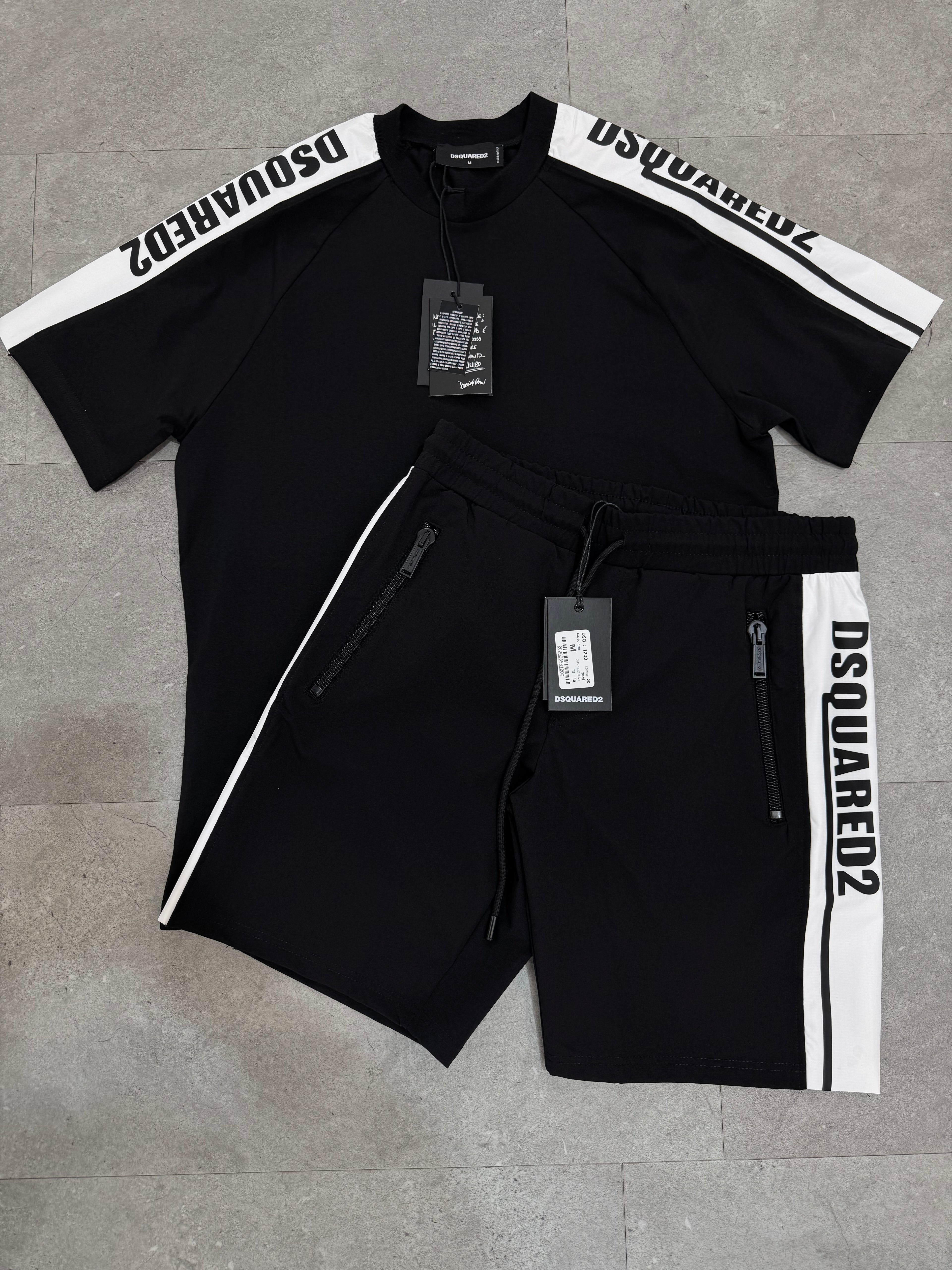 DSQUARED2 Logo Tape Tracksuit Set – Black/White - NEW1769