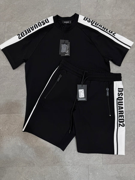 DSQUARED2 Logo Tape Tracksuit Set – Black/White - NEW1769
