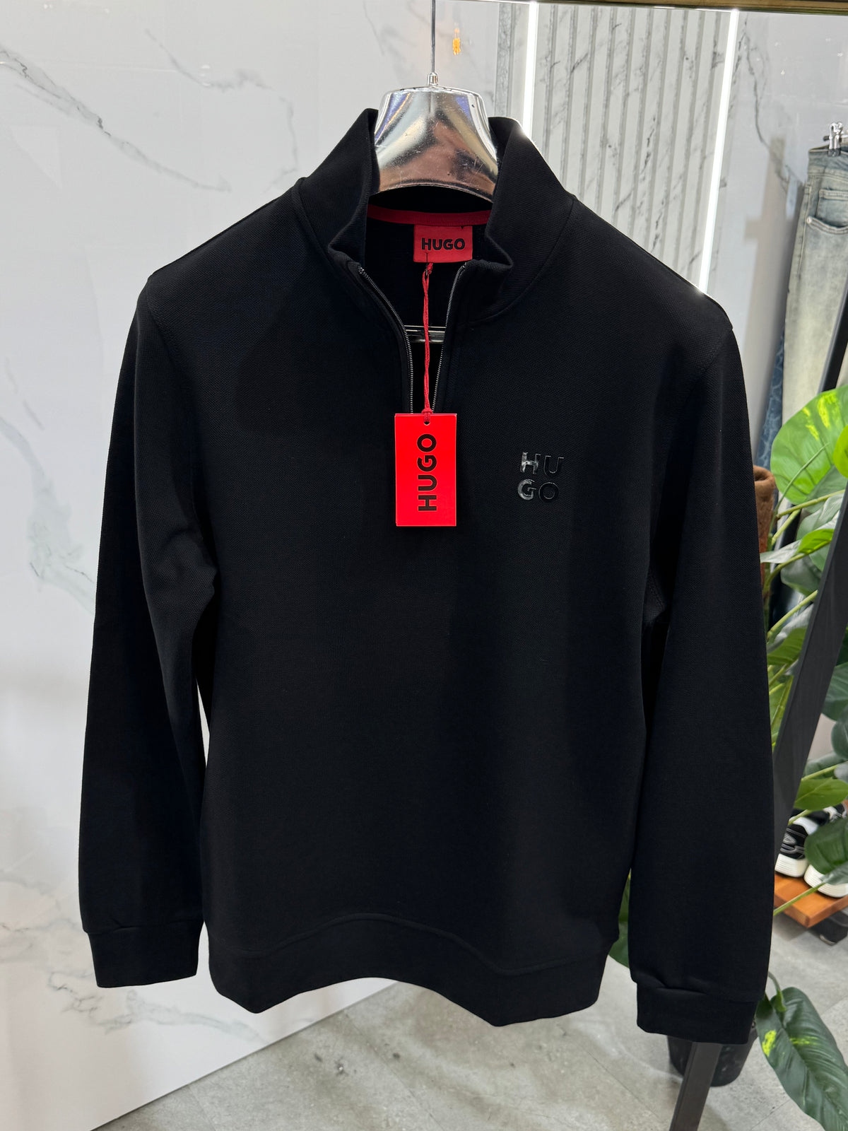 HUGO BOSS Half-Zip Sweatshirt – Black - NEW1862