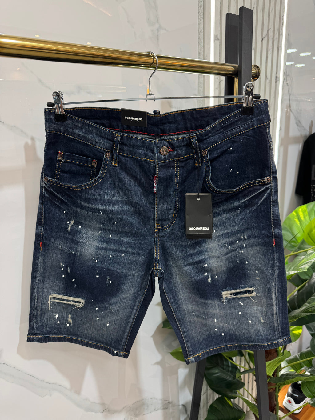 Dsquared2 Paint Splatter Distressed Denim Shorts - NEW1657