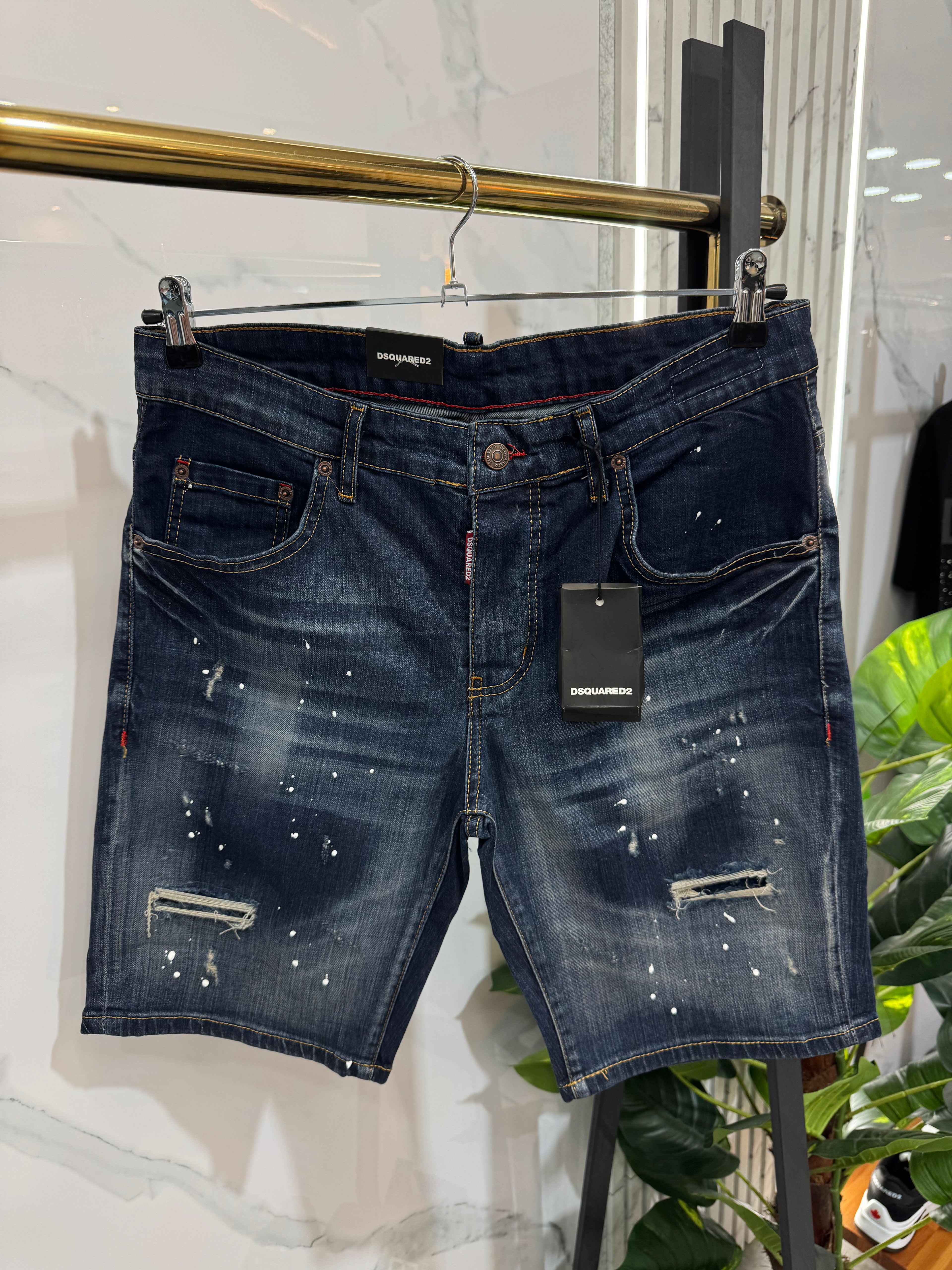 Dsquared2 Paint Splatter Distressed Denim Shorts - NEW1657