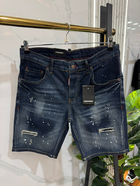 Dsquared2 Paint Splatter Distressed Denim Shorts - NEW1657