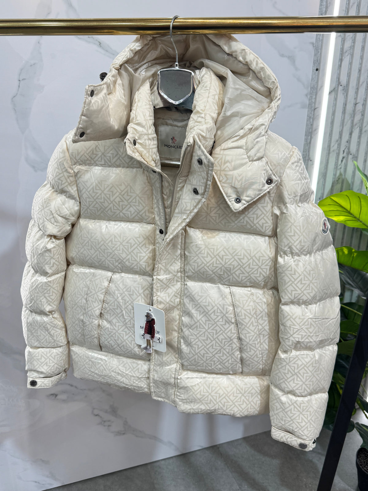 MONCLER All-Over Monogram Puffer Jacket – Off-White - NEW1928