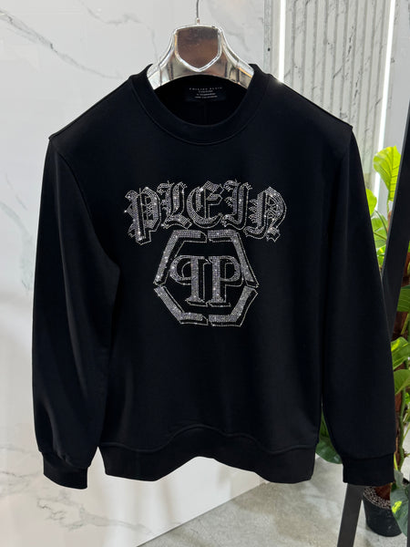 PHILIPP PLEIN Rhinestone Monogram Sweatshirt – Black - NEW1977