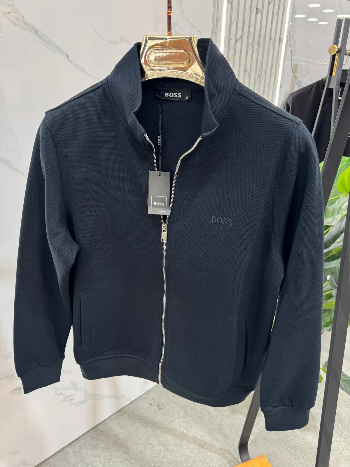 BOSS Full-Zip Sweatshirt / Cardigan – Dark Navy / Tone-on-Tone Logo - NEW1813