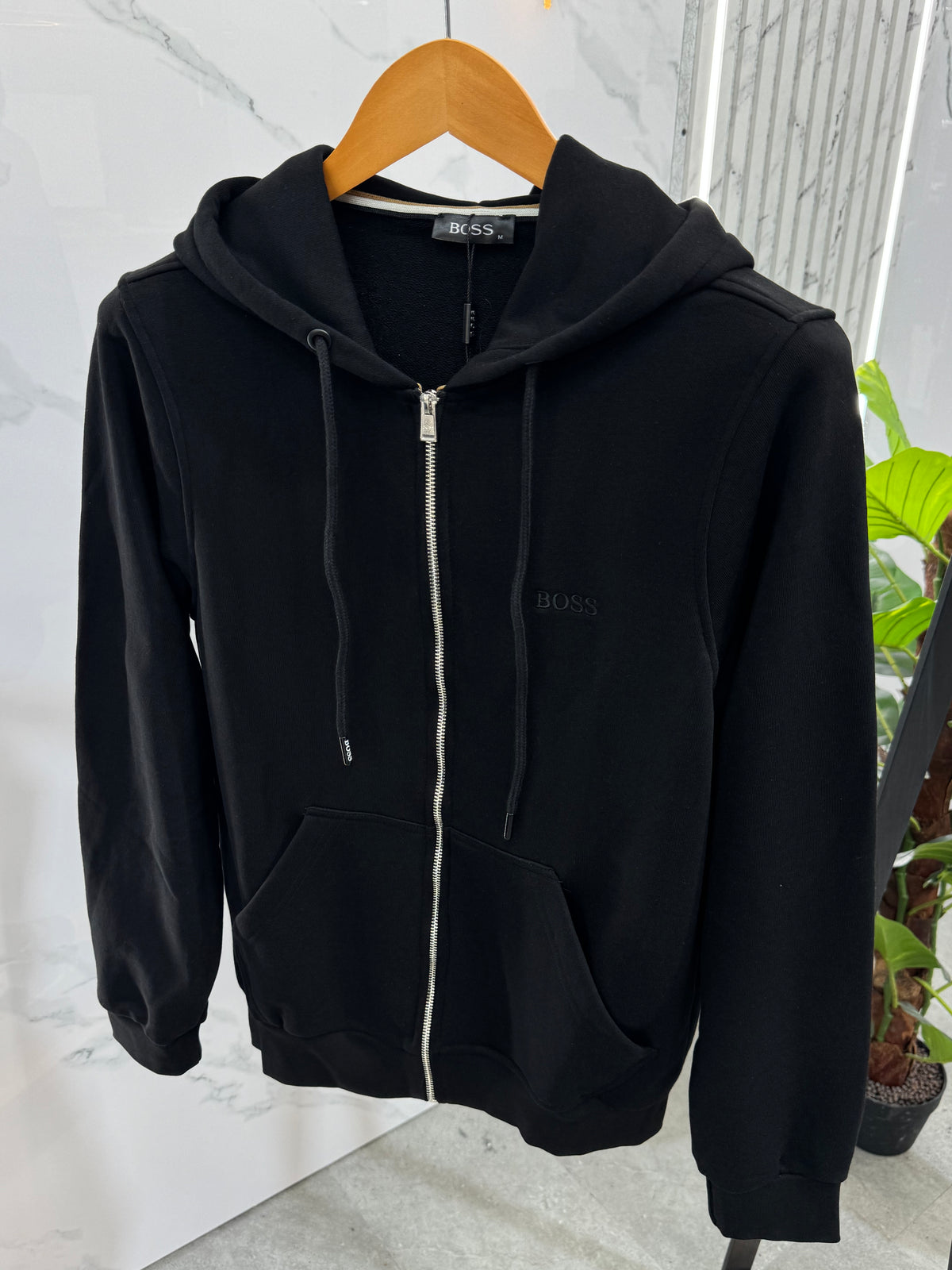 BOSS Full-Zip Hoodie – Black / Tone-on-Tone Logo - NEW1822