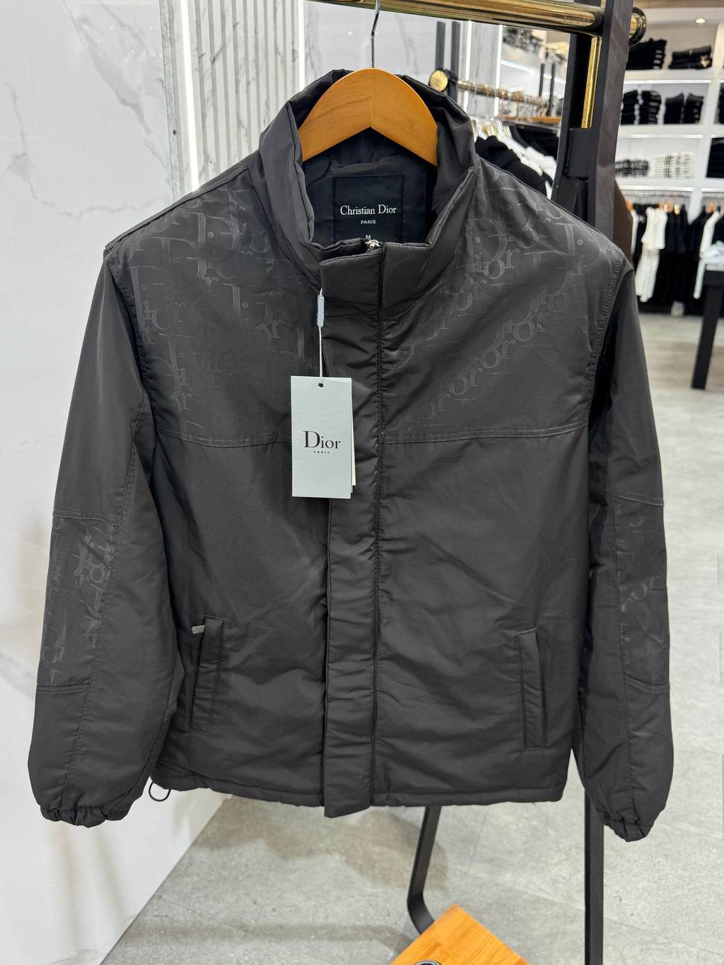 DIOR Oblique Jacquard Padded Jacket – Dark Grey - NEW1974