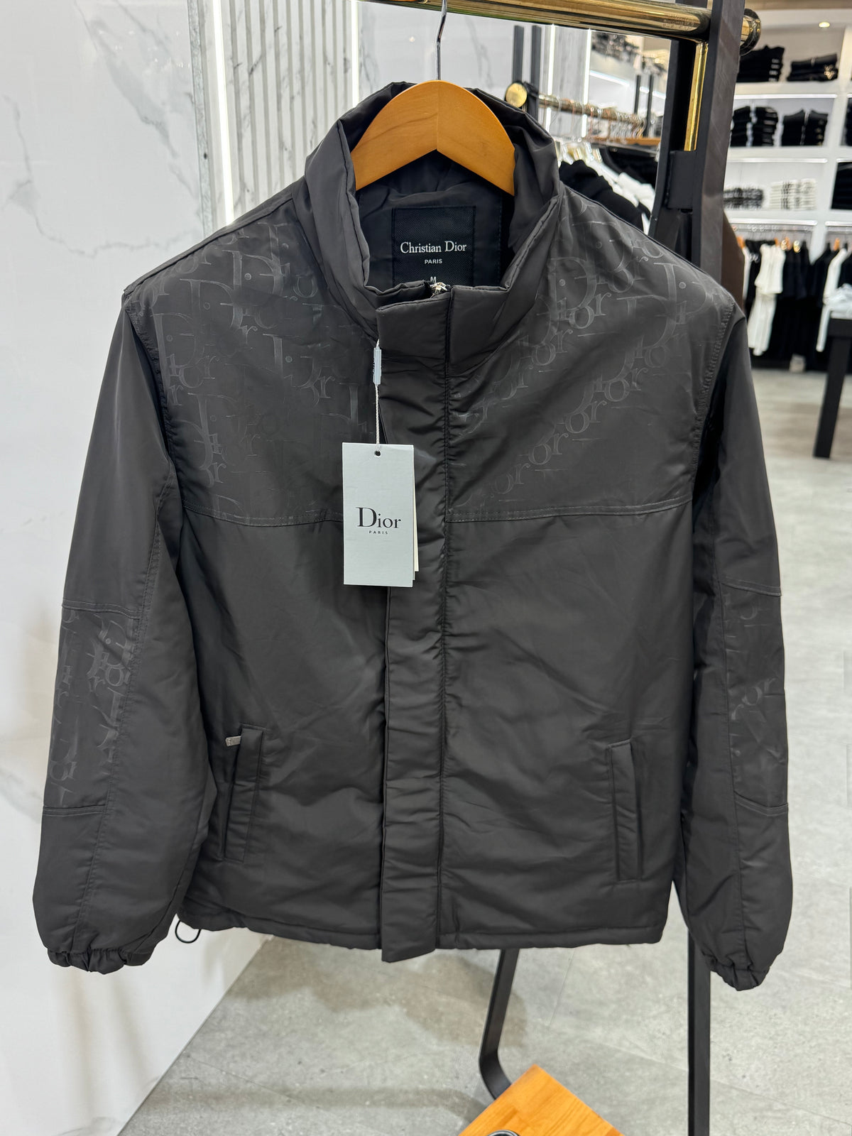 DIOR Oblique Jacquard Padded Jacket – Dark Grey - NEW1974