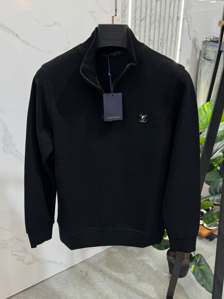 LOUIS VUITTON LV Logo Half-Zip Sweatshirt – Black - NEW1863