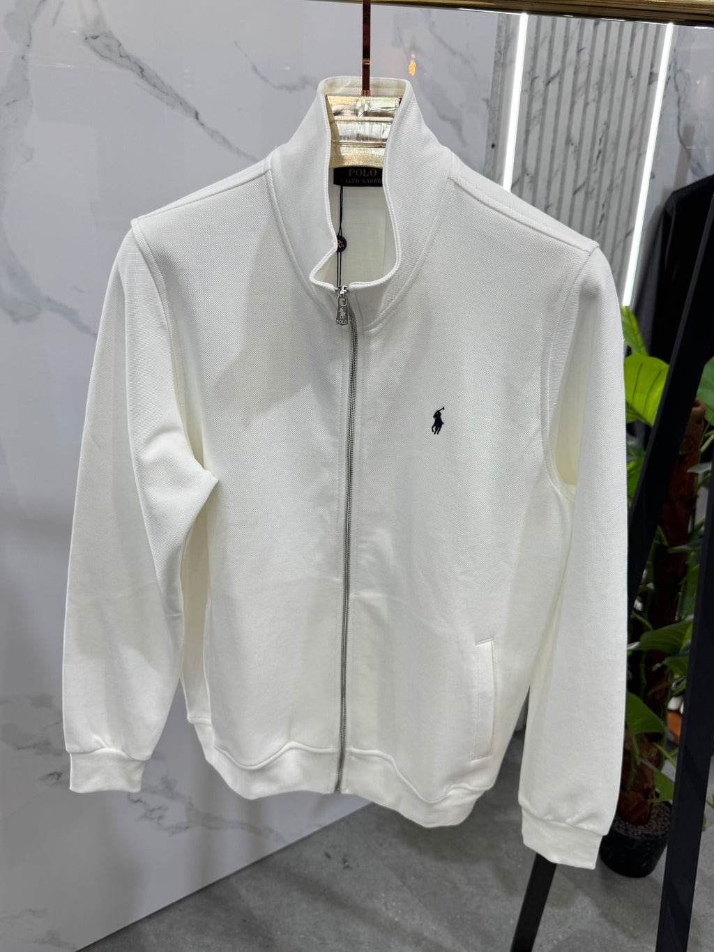 POLO RALPH LAUREN Full-Zip Sweatshirt / Cardigan – White / Black Logo - NEW1817