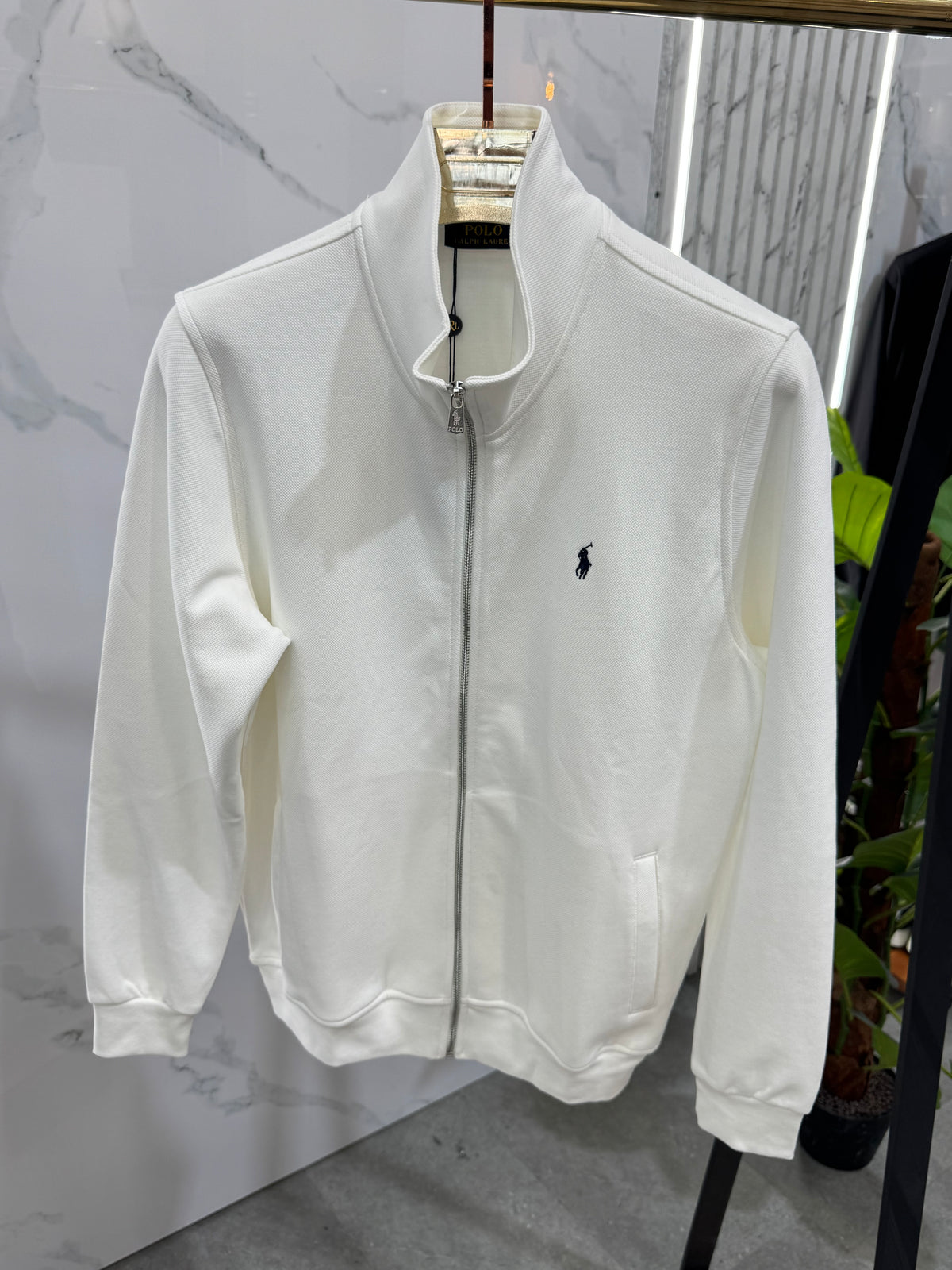POLO RALPH LAUREN Full-Zip Sweatshirt / Cardigan – White / Black Logo - NEW1817