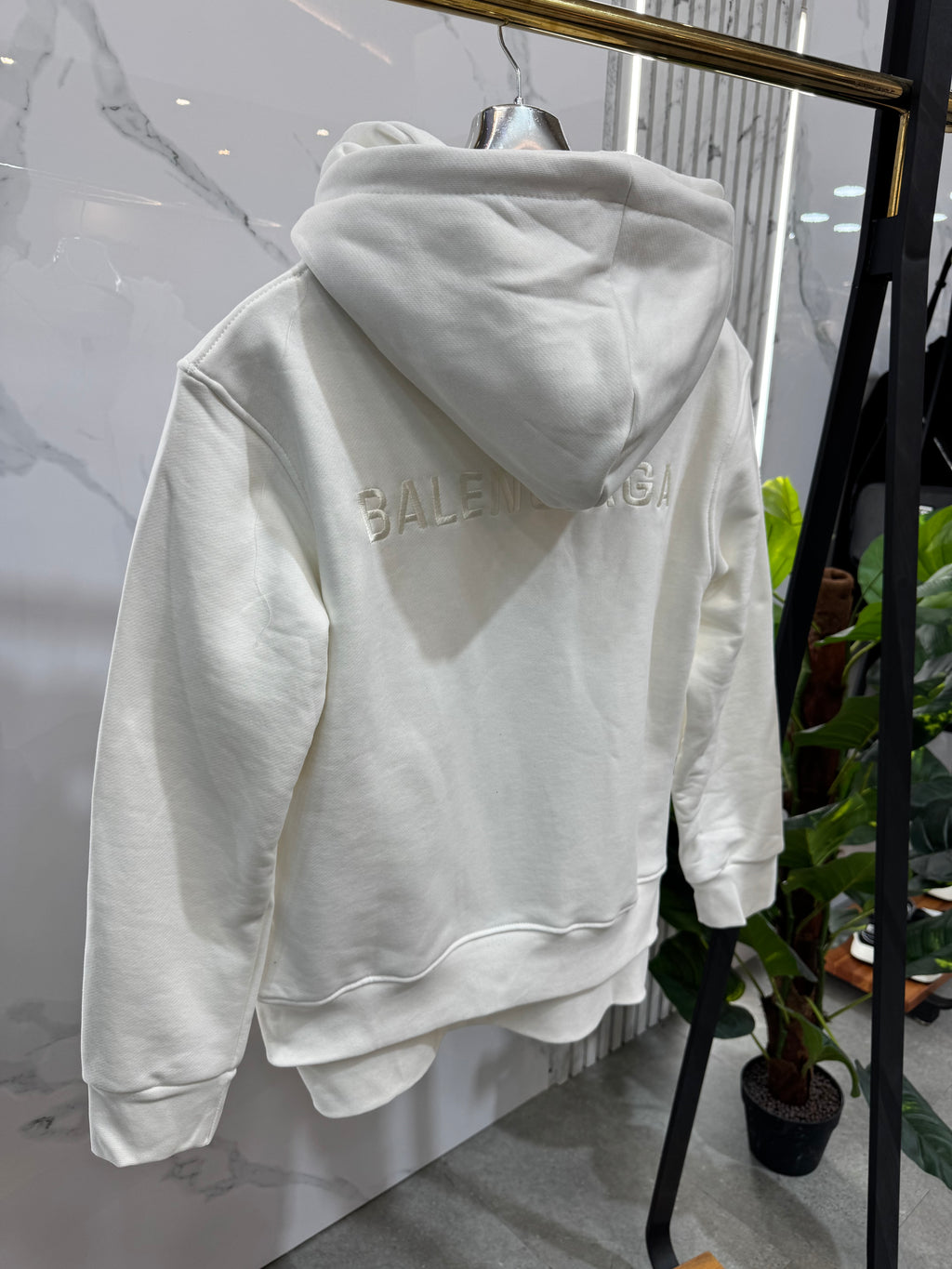BALENCIAGA Political Campaign Double-Layered Zip-Up Hoodie – White - NEW1936