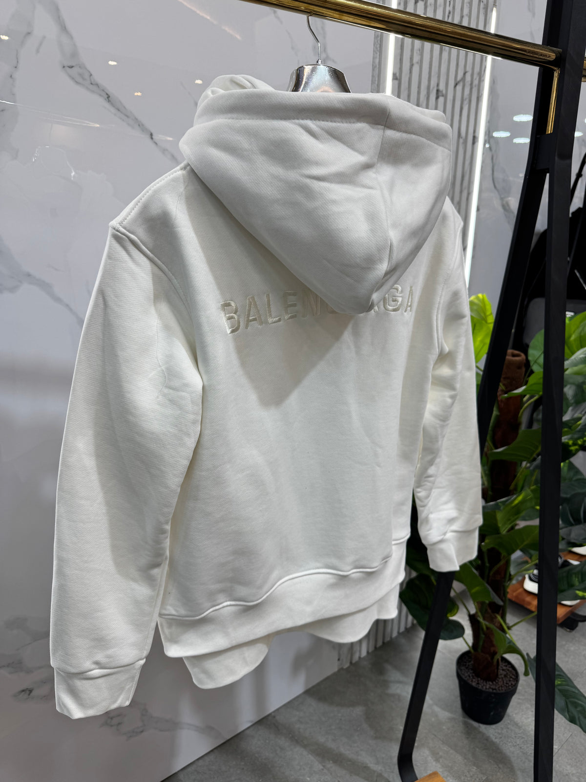 BALENCIAGA Political Campaign Double-Layered Zip-Up Hoodie – White - NEW1936