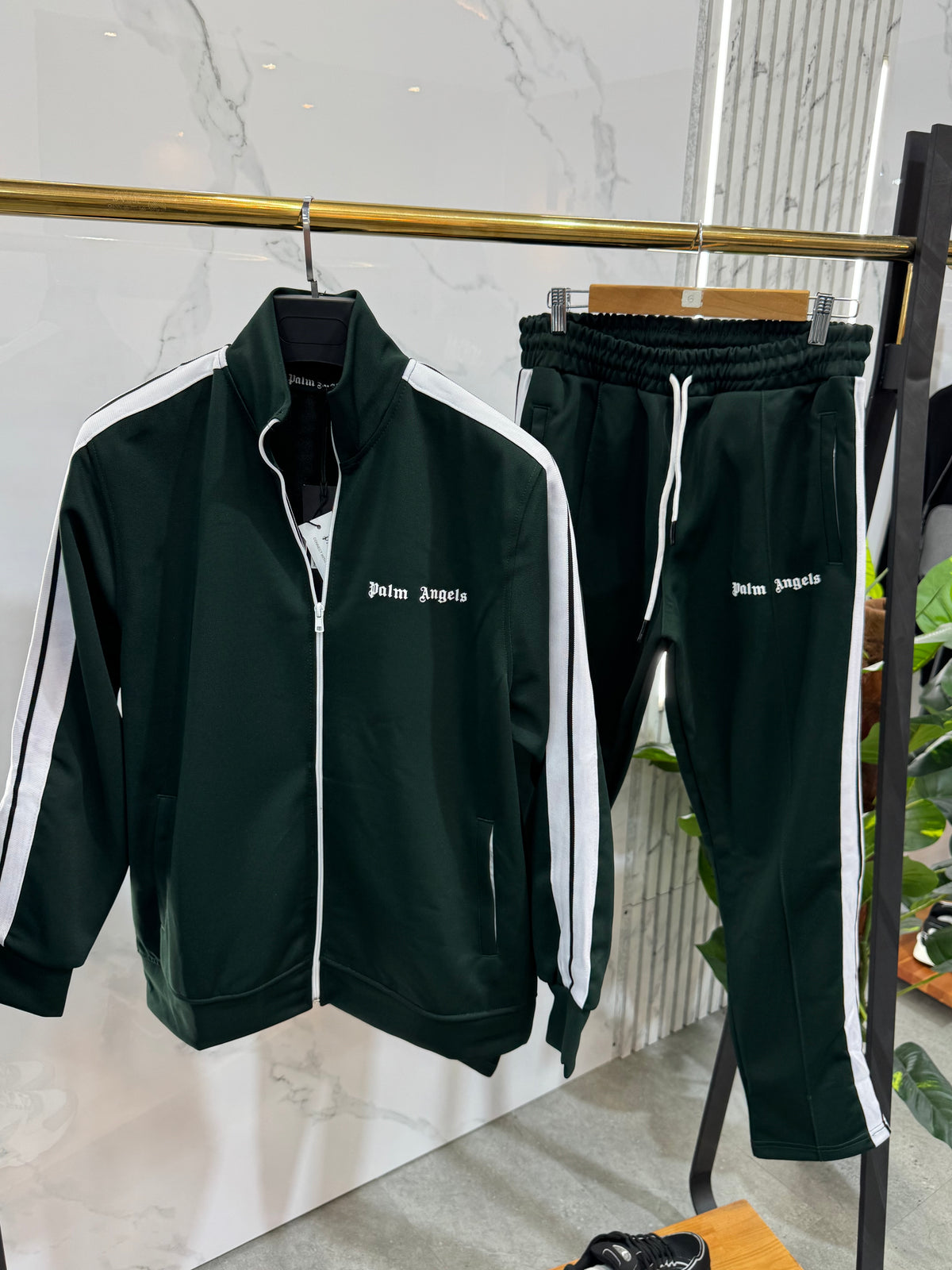PALM ANGELS Classic Side-Stripe Tracksuit – Forest Green - NEW1940