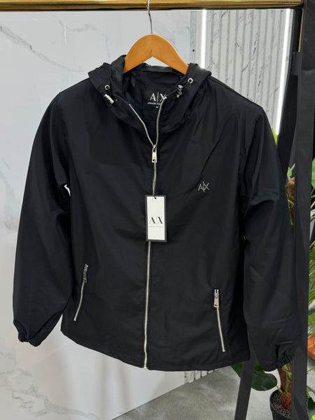 ARMANI EXCHANGE Hooded Windbreaker Jacket – Black - NEW1855