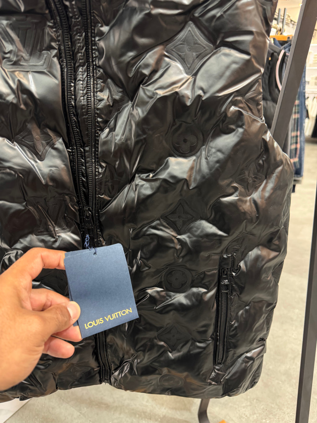 LOUIS VUITTON Monogram Embossed Down Vest – Black - NEW1895