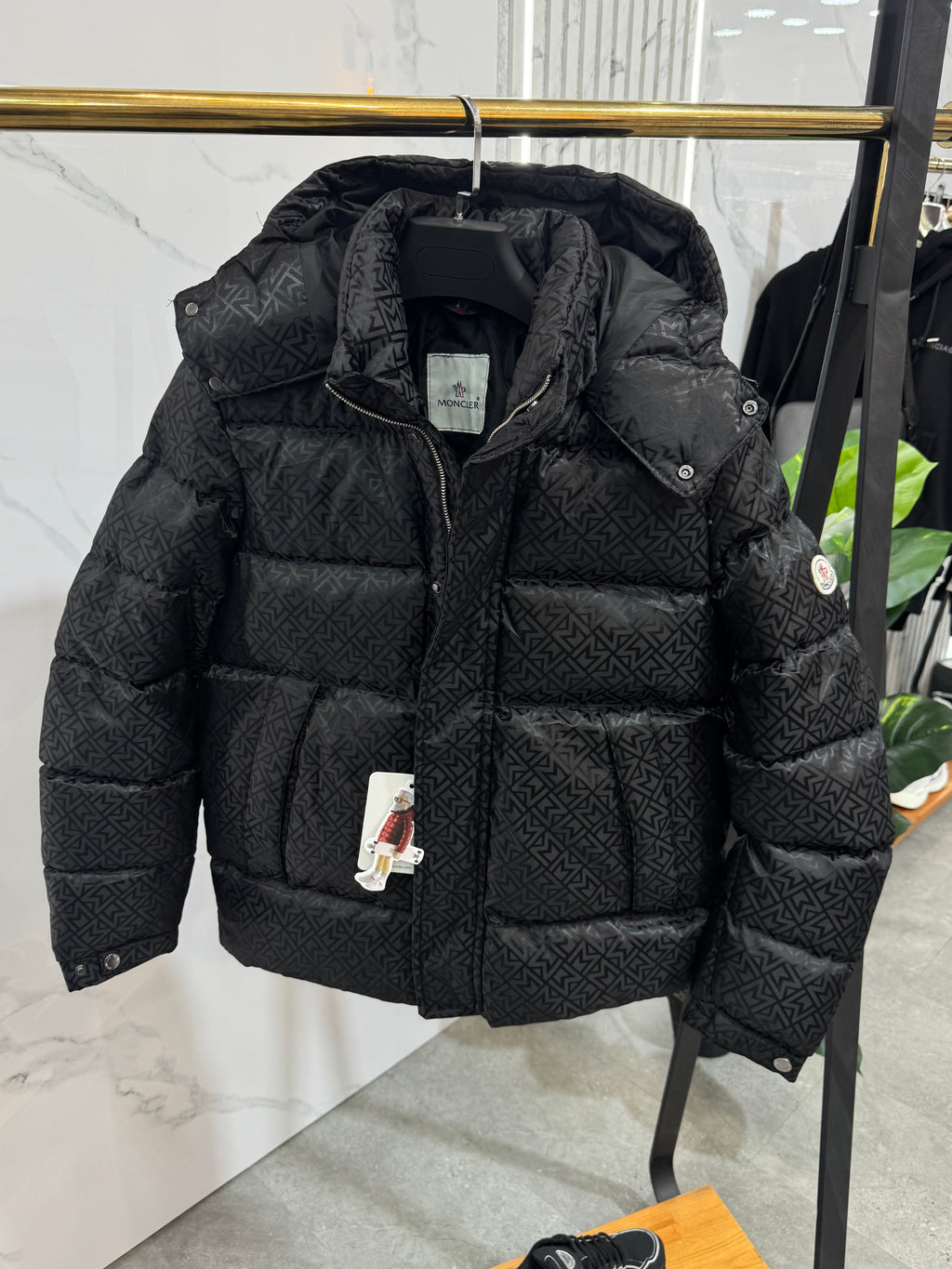 MONCLER All-Over Monogram Down Puffer Jacket – Black - NEW1986