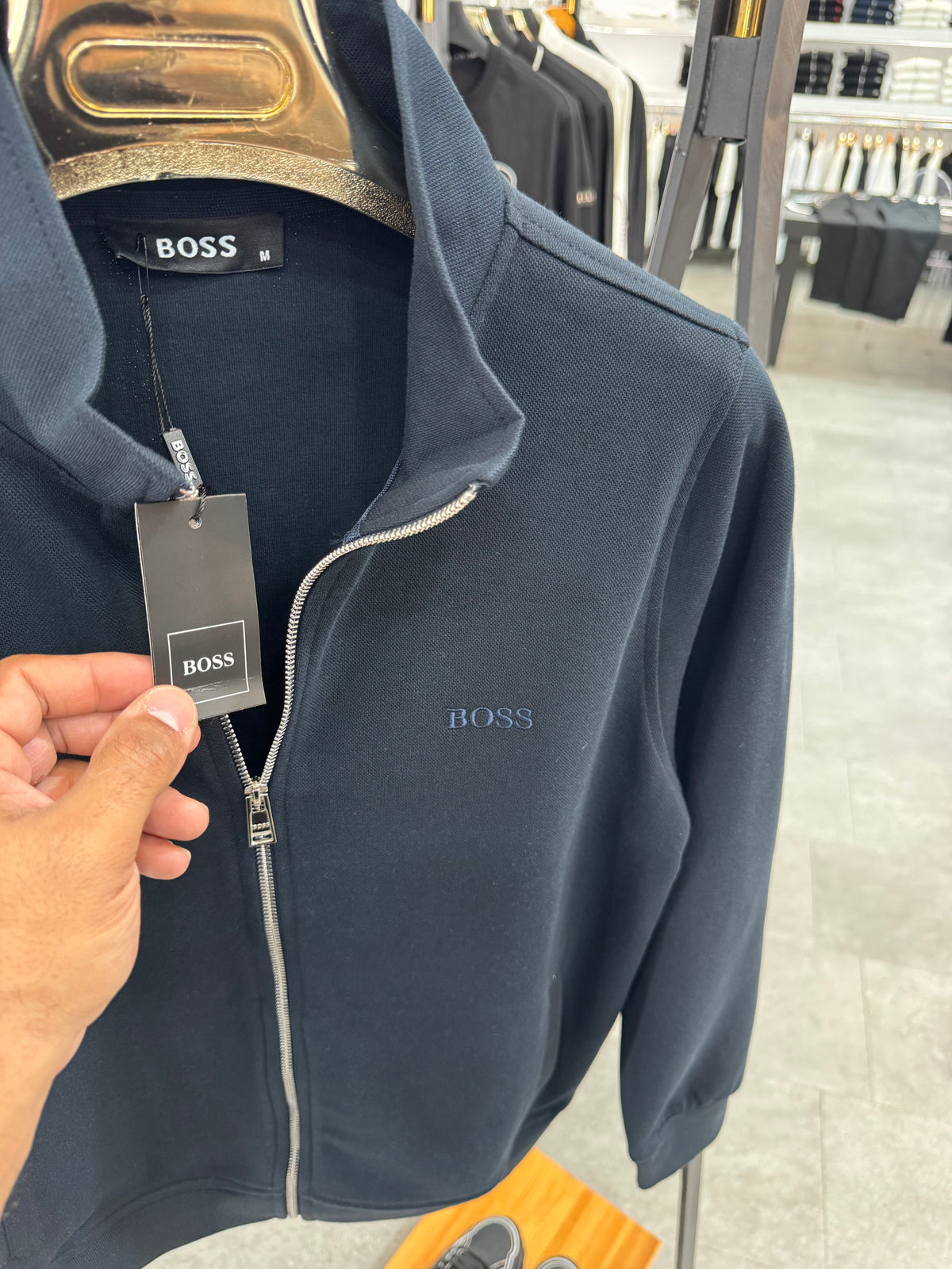 BOSS Full-Zip Sweatshirt / Cardigan – Dark Navy / Tone-on-Tone Logo - NEW1813