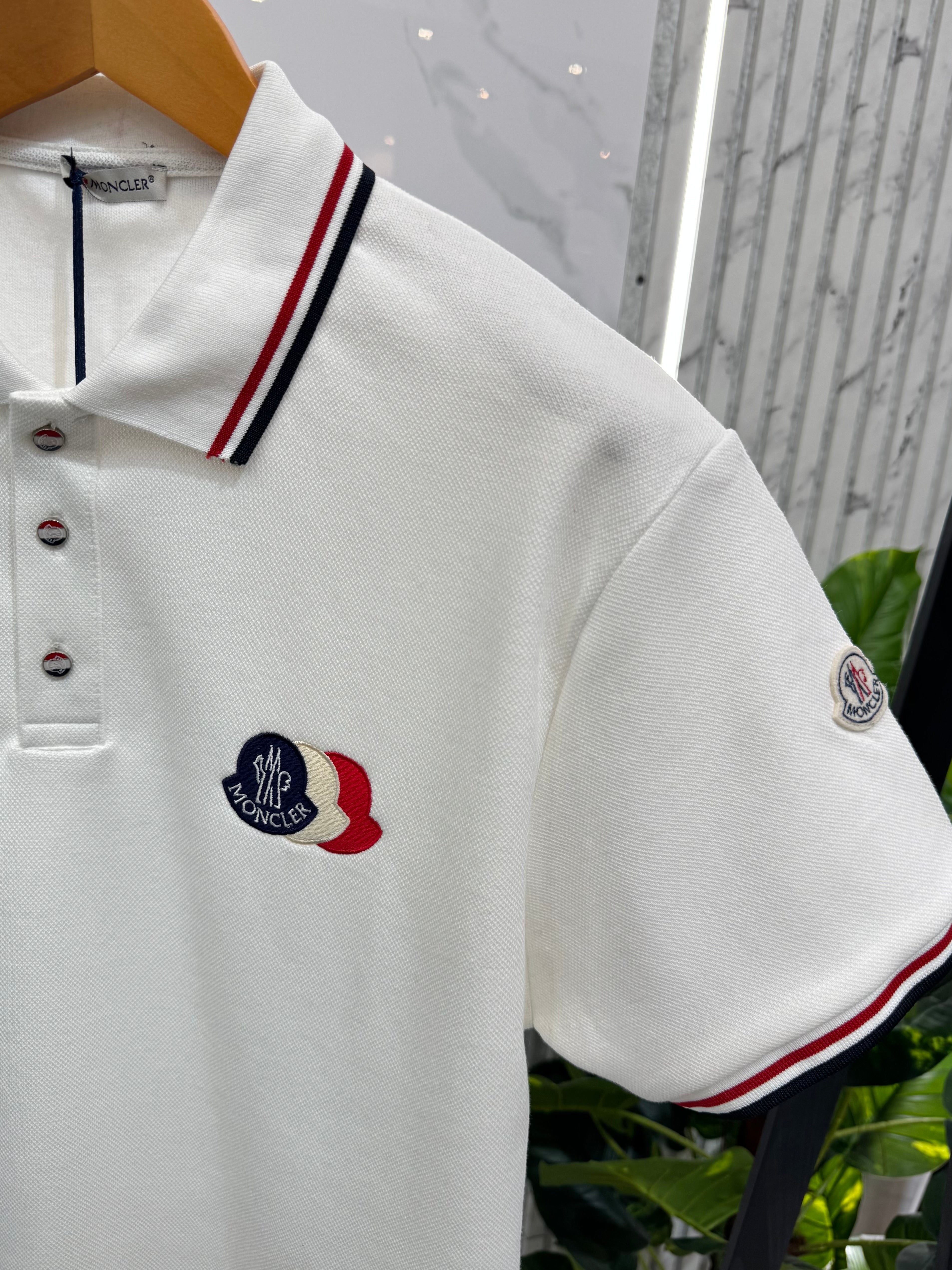 Moncler Polo "Triple Logo" - White - NEW1701