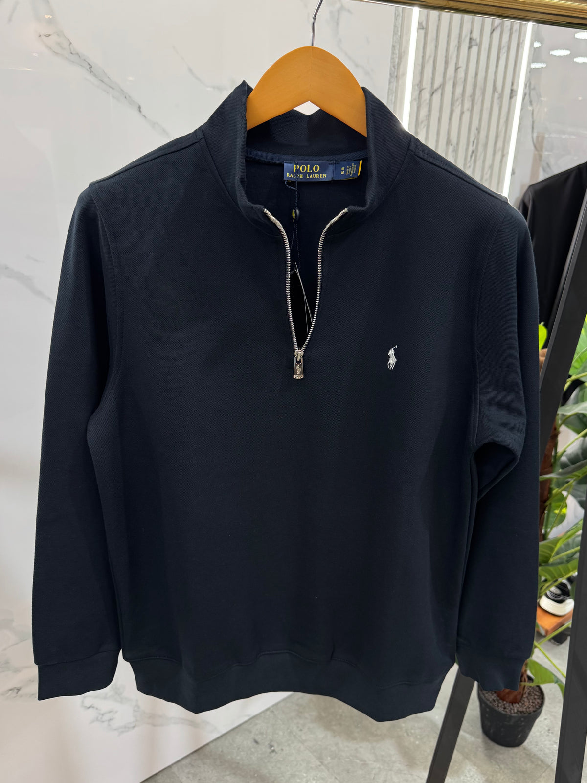POLO RALPH LAUREN Half-Zip Sweatshirt – Dark Navy / White Logo - NEW1810